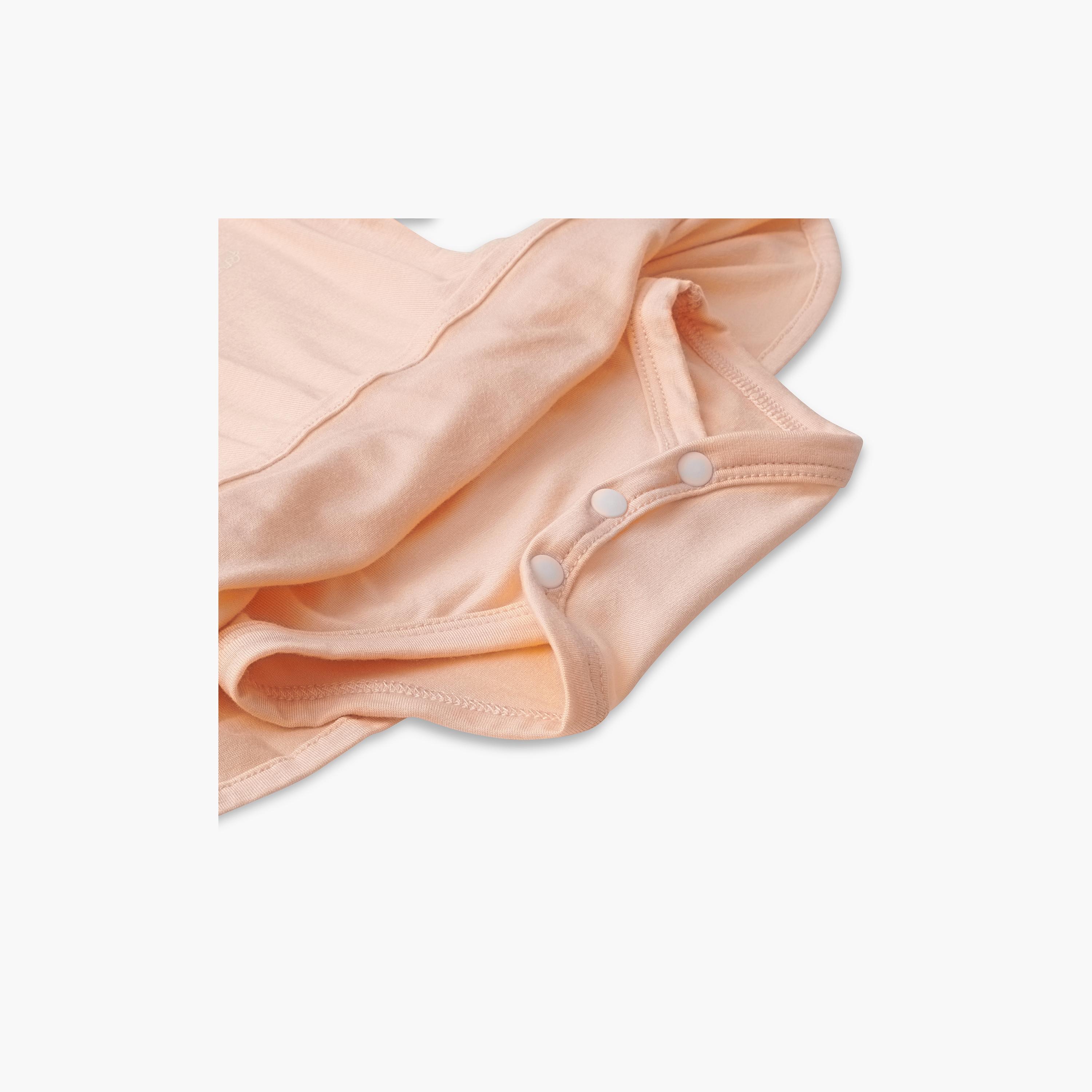 Anvi Baby Organic Bamboo Spandex Short Sleeves Onesie Dress - Peach - 0-3 Months-baby-girls-clothing-dressesandjumpsuits-image-4