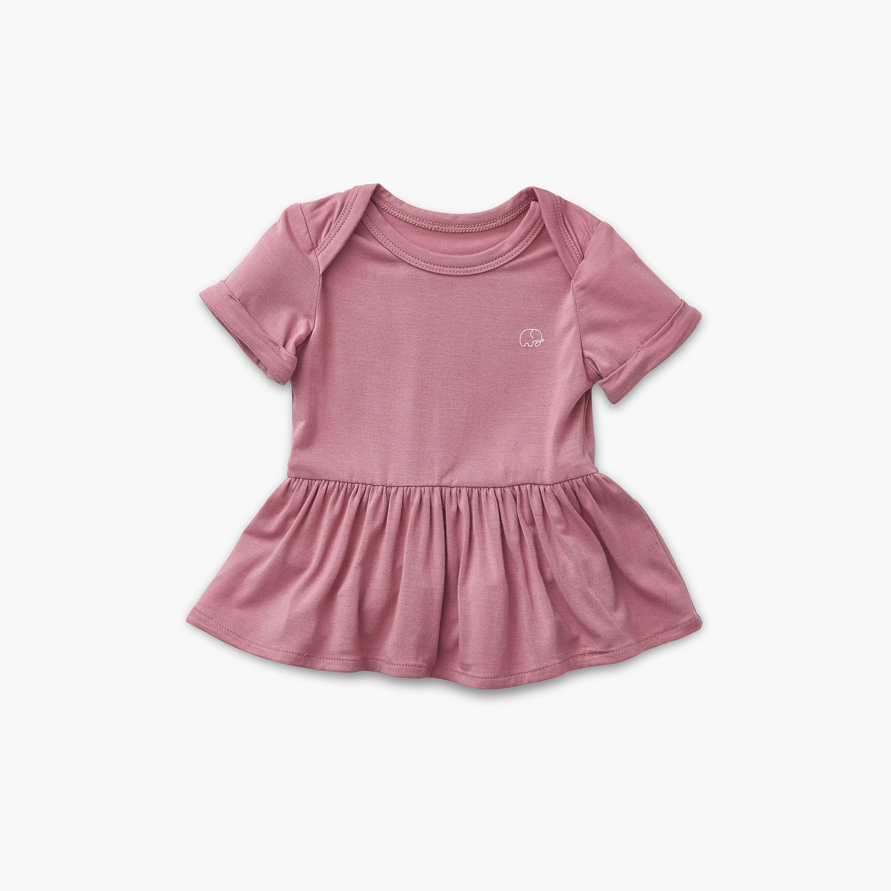 Anvi Baby Organic Bamboo Spandex Short Sleeves Onesie Dress - Lilac - 3-6 Months-baby-girls-clothing-dressesandjumpsuits-image-1