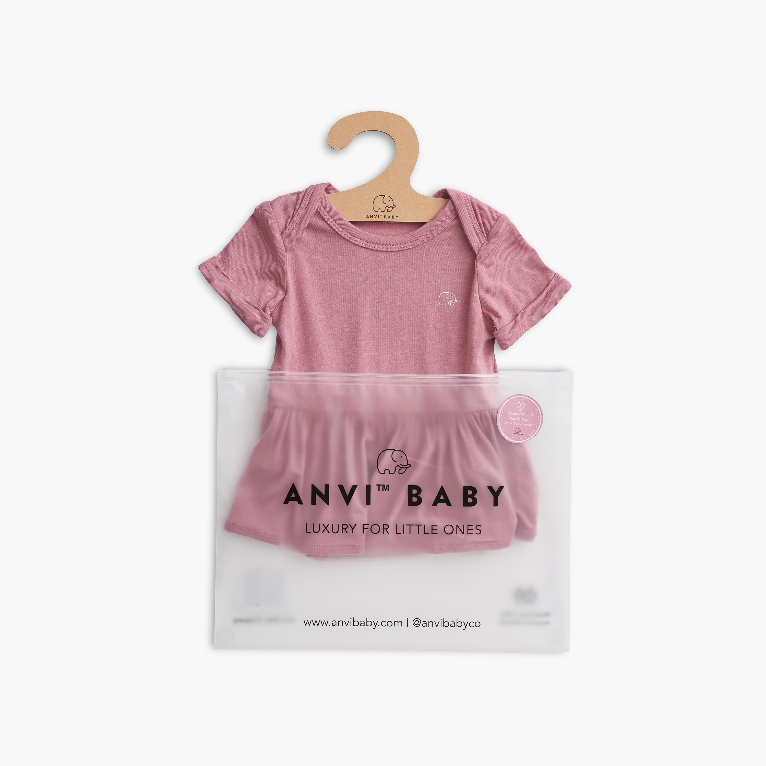 Anvi Baby Organic Bamboo Spandex Short Sleeves Onesie Dress - Lilac - 3-6 Months-baby-girls-clothing-dressesandjumpsuits-image-7