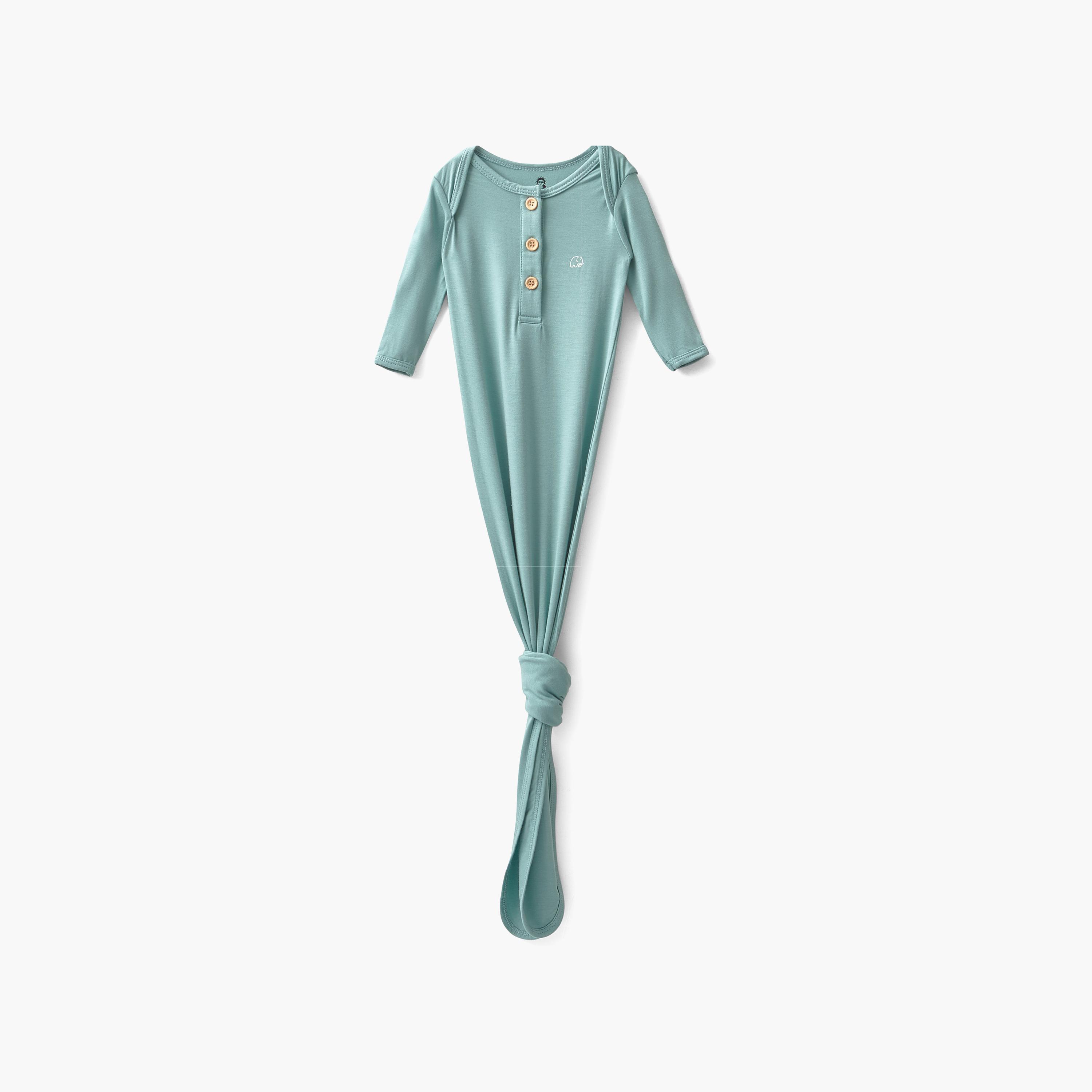 Anvi Baby Bamboo Cotton Full Sleeves Knotted Gown Sleepsuit-baby-girls-clothing-nightwear-sleepsuits-image-1