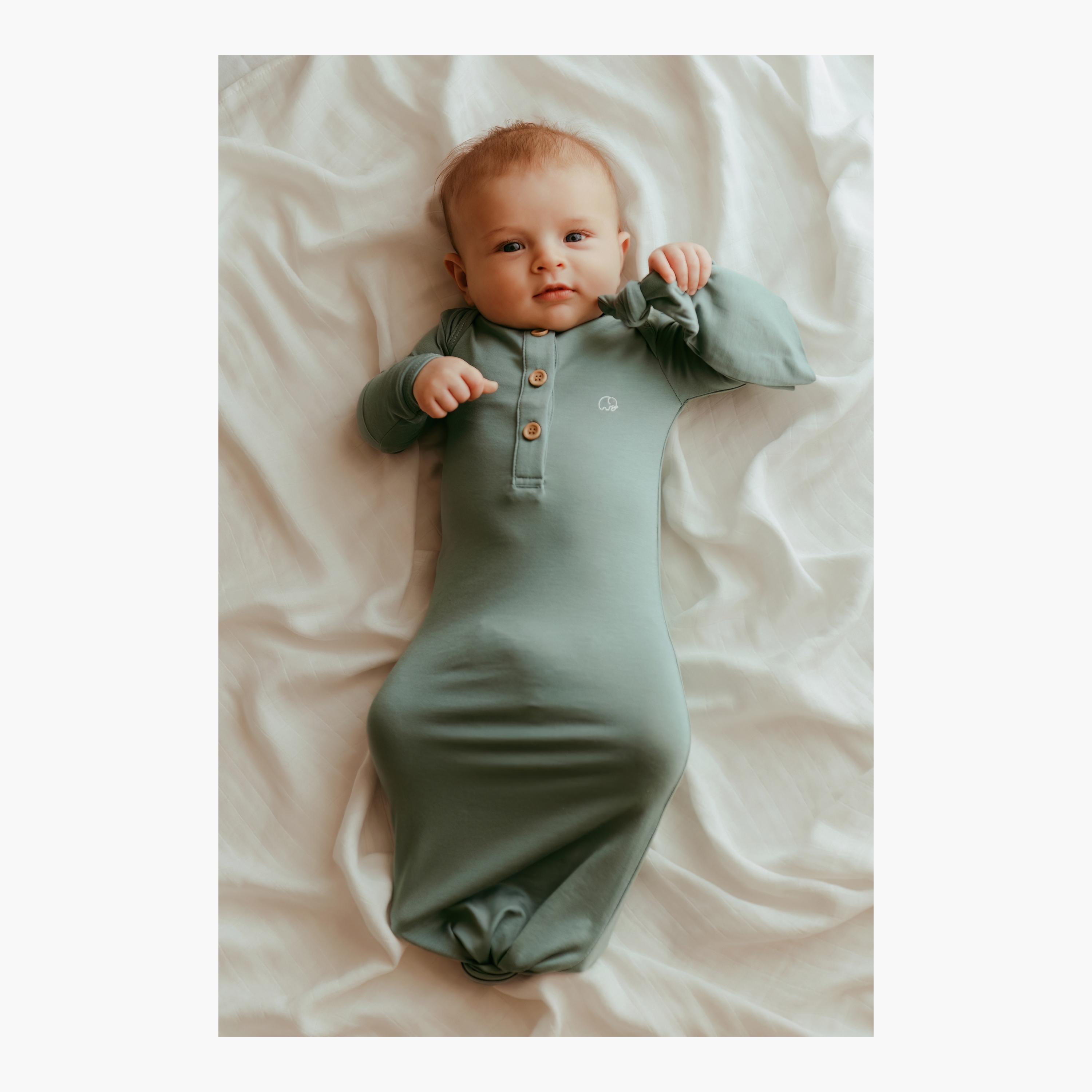 Anvi Baby Bamboo Cotton Full Sleeves Knotted Gown Sleepsuit-baby-girls-clothing-nightwear-sleepsuits-image-4