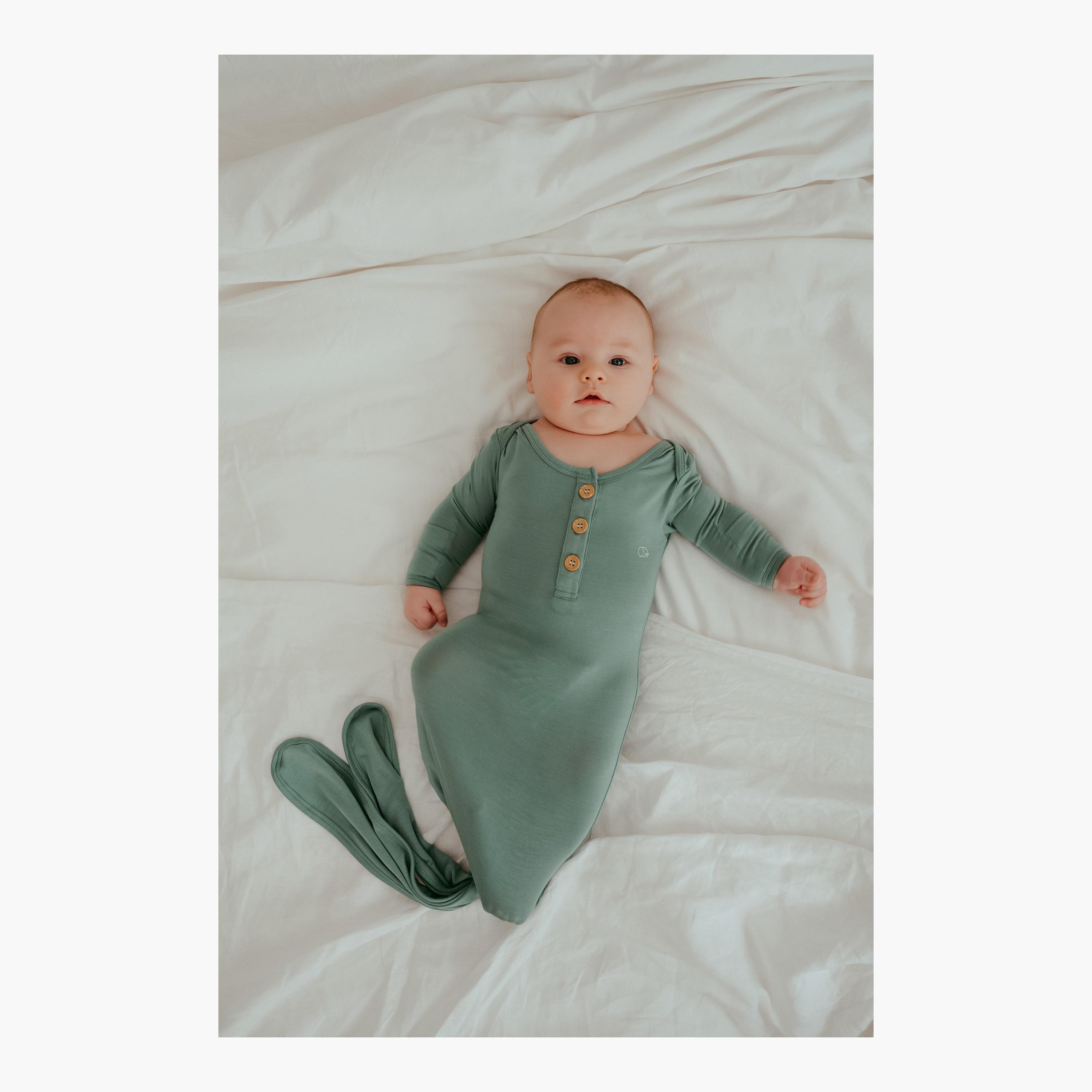 Anvi Baby Bamboo Cotton Full Sleeves Knotted Gown Sleepsuit-baby-girls-clothing-nightwear-sleepsuits-image-5