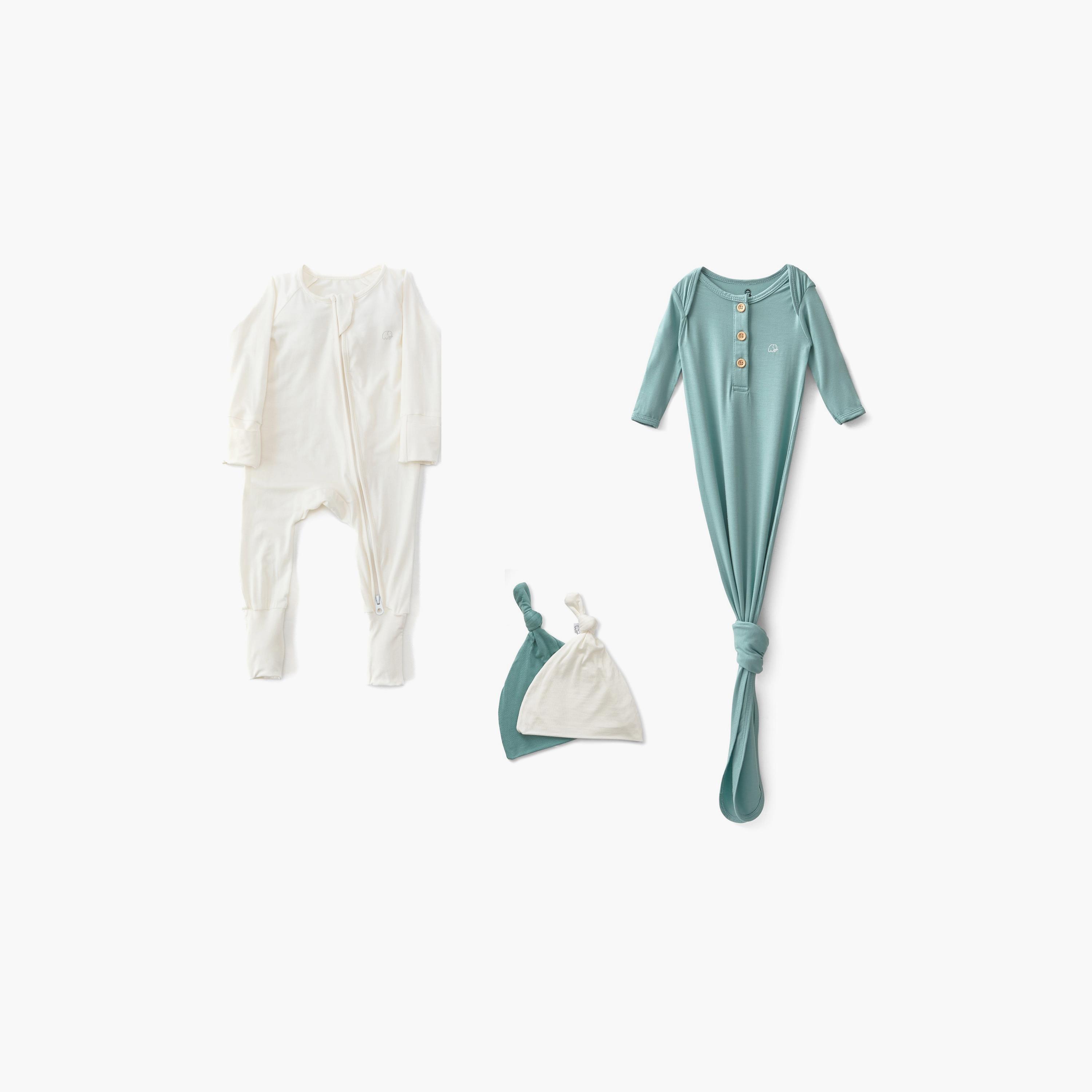 Anvi Baby 2-Piece Organic Bamboo Long Sleeves Zipper Romper & Knotted Gown Sleepsuit-baby-girls-clothing-rompers-image-1