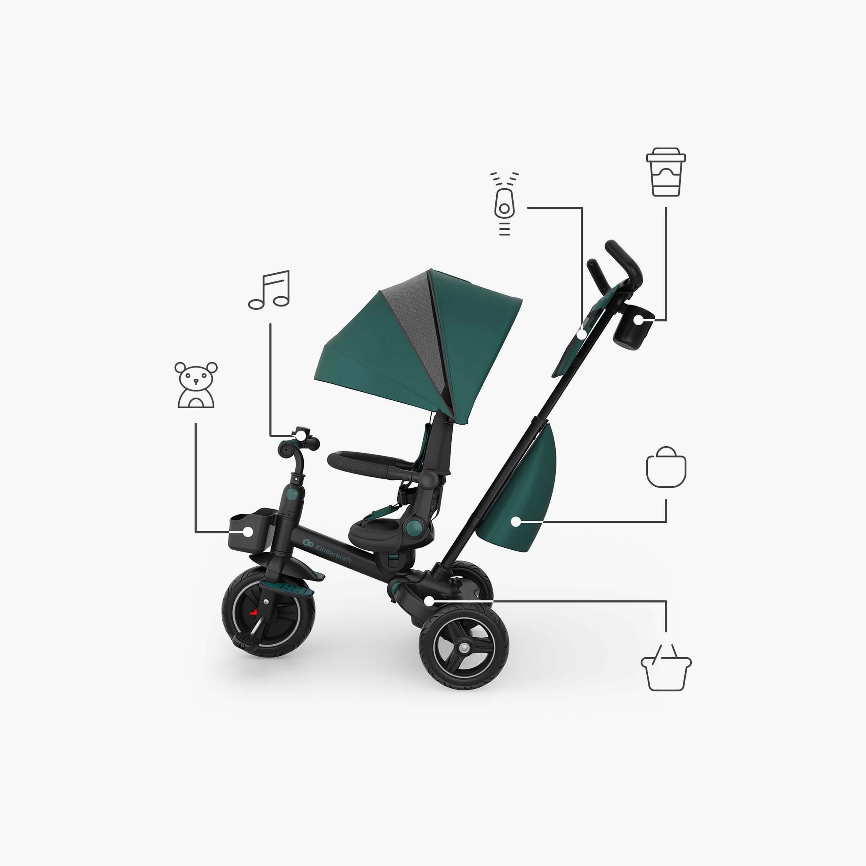 عربة أطفال ثلاثية العجلات للأطفال سبينستيب 2 بلس مع مظلة من كيندر كرافت-baby-gear-strollersandprams-strollers-image-2