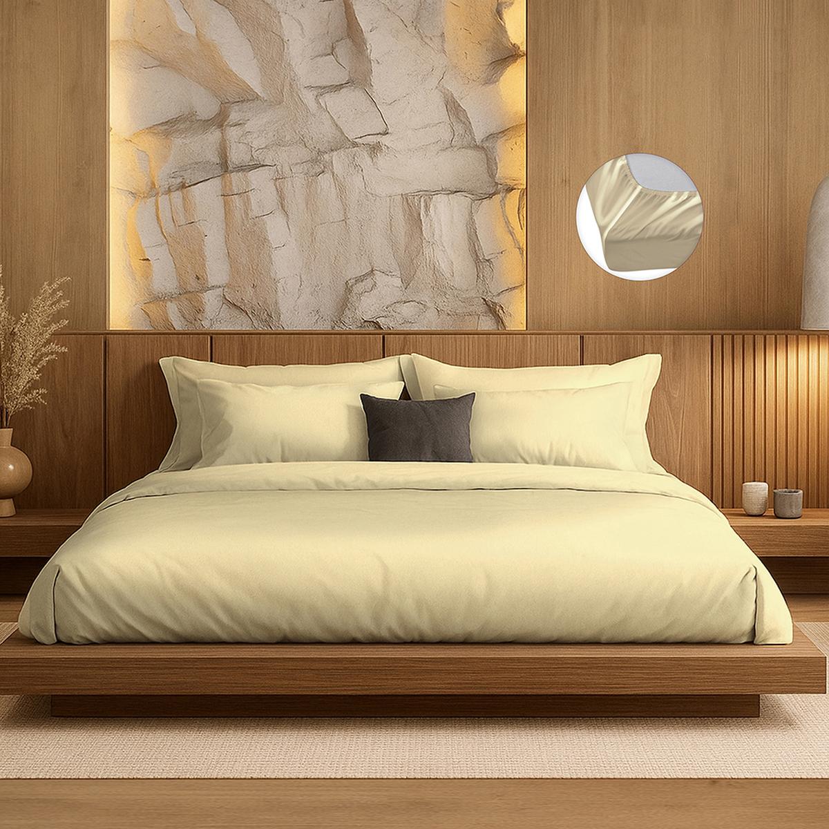 Mulberry Living Satin 300 Thread Count 3-Piece King Fitted Sheet Set - 200x180 cm