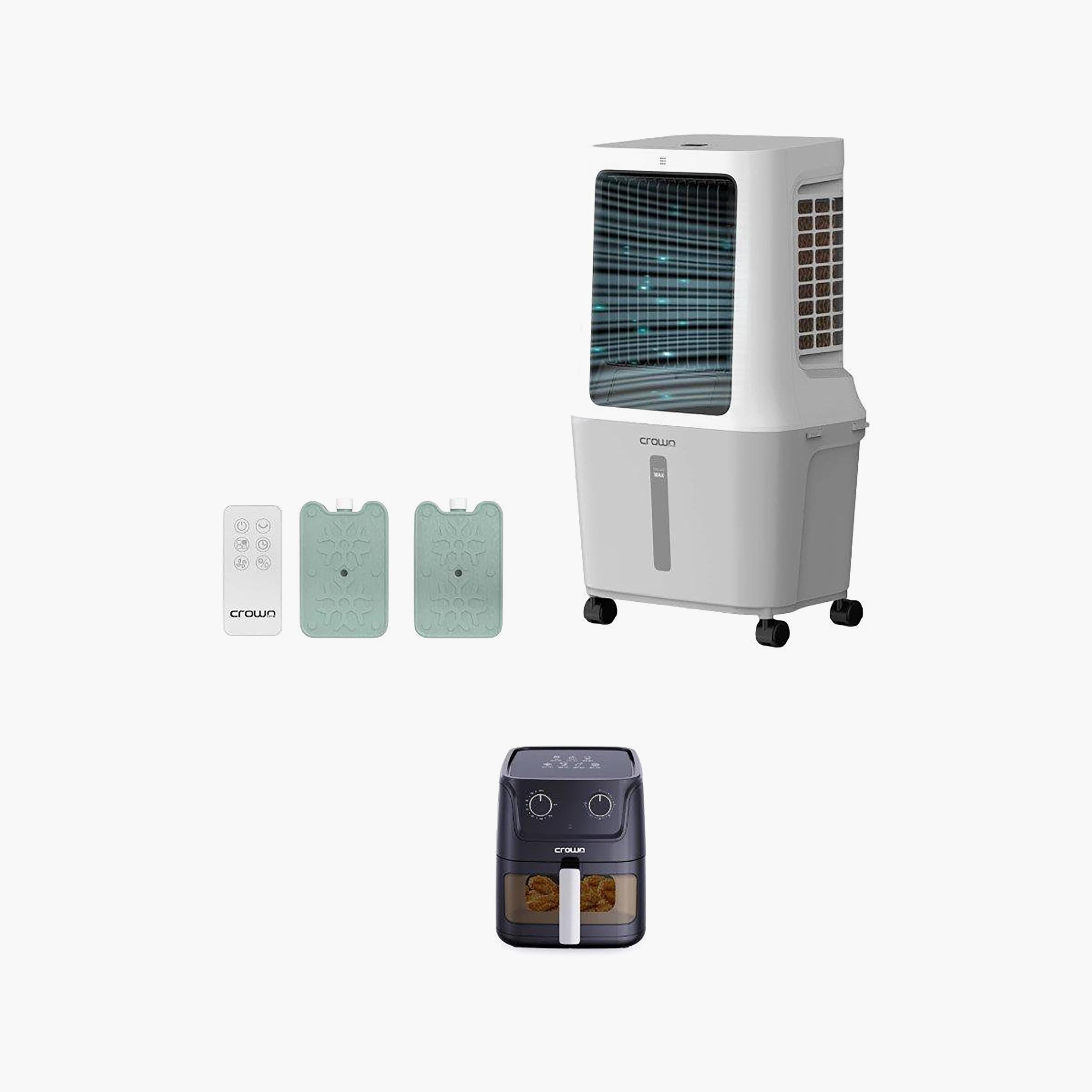 Crownline Air Cooler with Remote Control Gel Bottle and Air Fryer with Accessories | AC-400+AF-396-household-appliances-homeappliances-fans-image-1