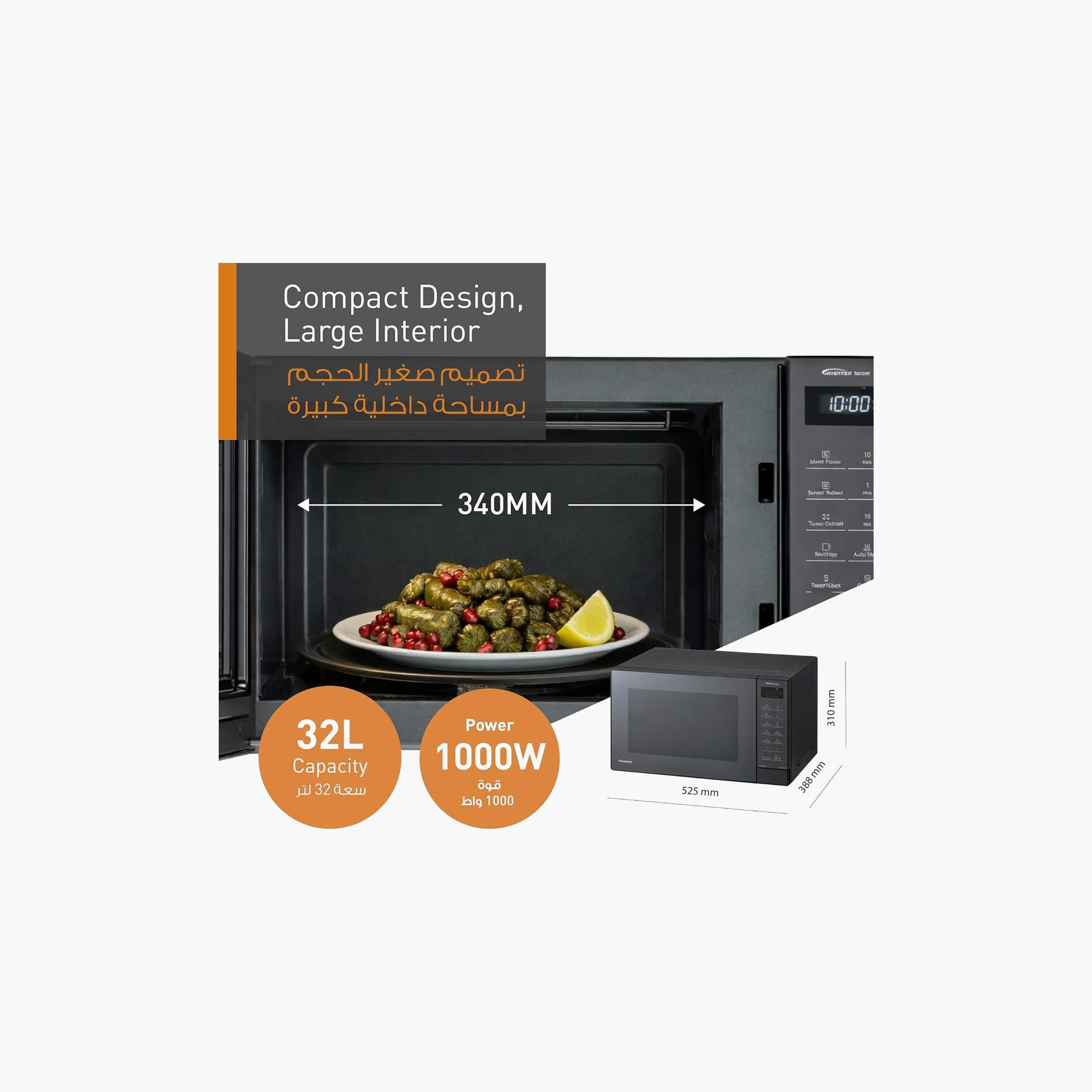 فرن ميكروويف باناسونيك سولو سعة 32 لتر بتقنية العاكس، لون أسود | NN-ST65QBKPQ-household-appliances-kitchenappliances-microwavesandovens-image-2