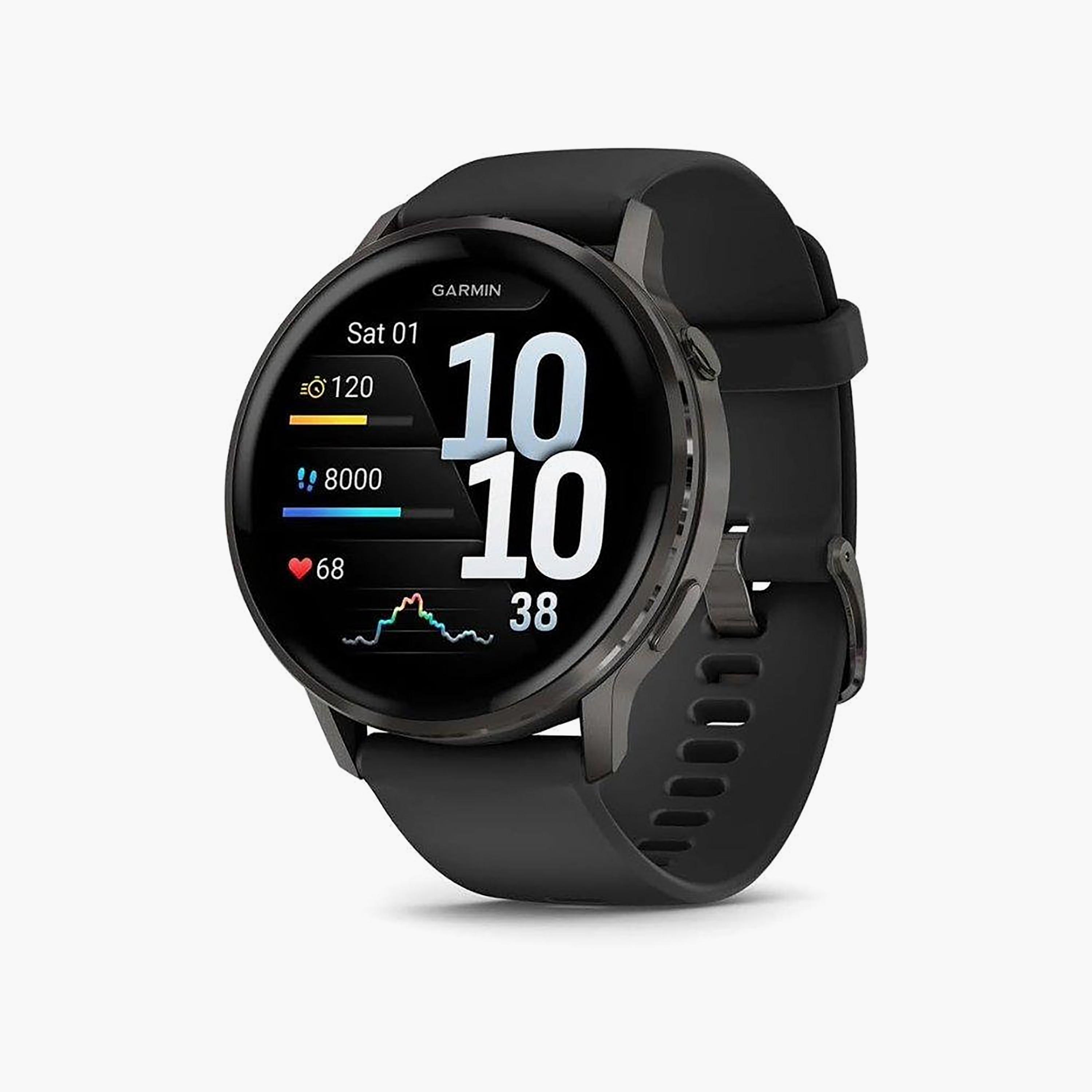 Garmin Venu 4 45mm Slate Bezel with Black Silicone Band | 010-03014-00-men-watchesandjewellery-watches-image-1