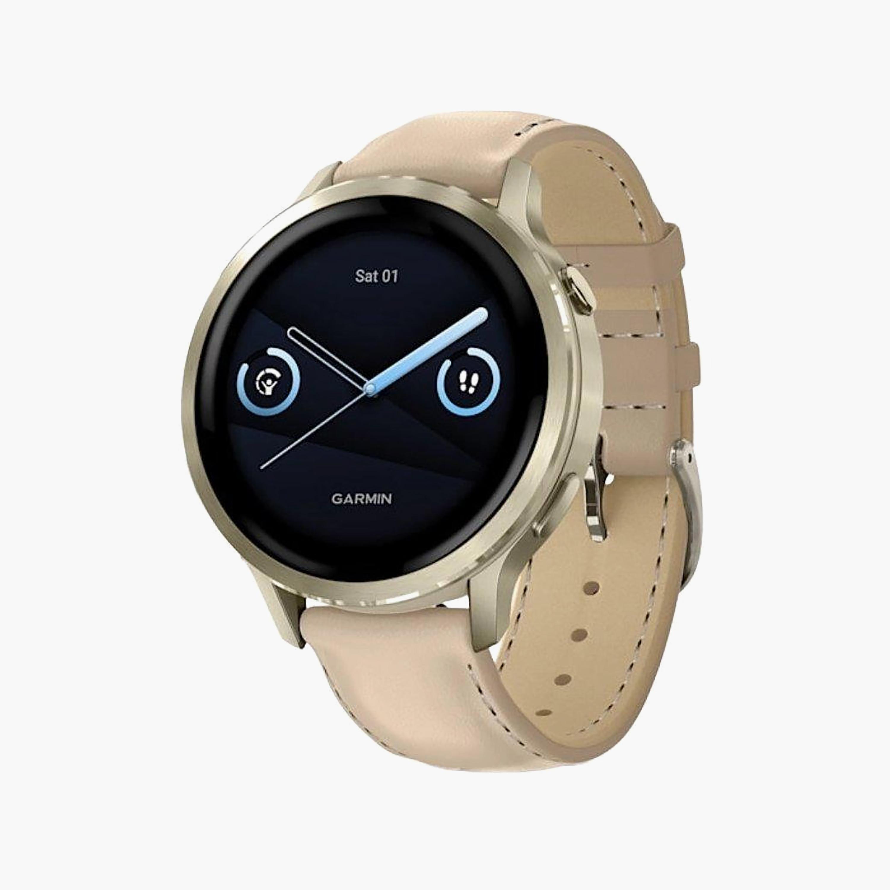 Garmin Venu 4 41mm Lunar Gold Bezel Bone Silicone Band | 010-03013-00-men-watchesandjewellery-watches-image-1