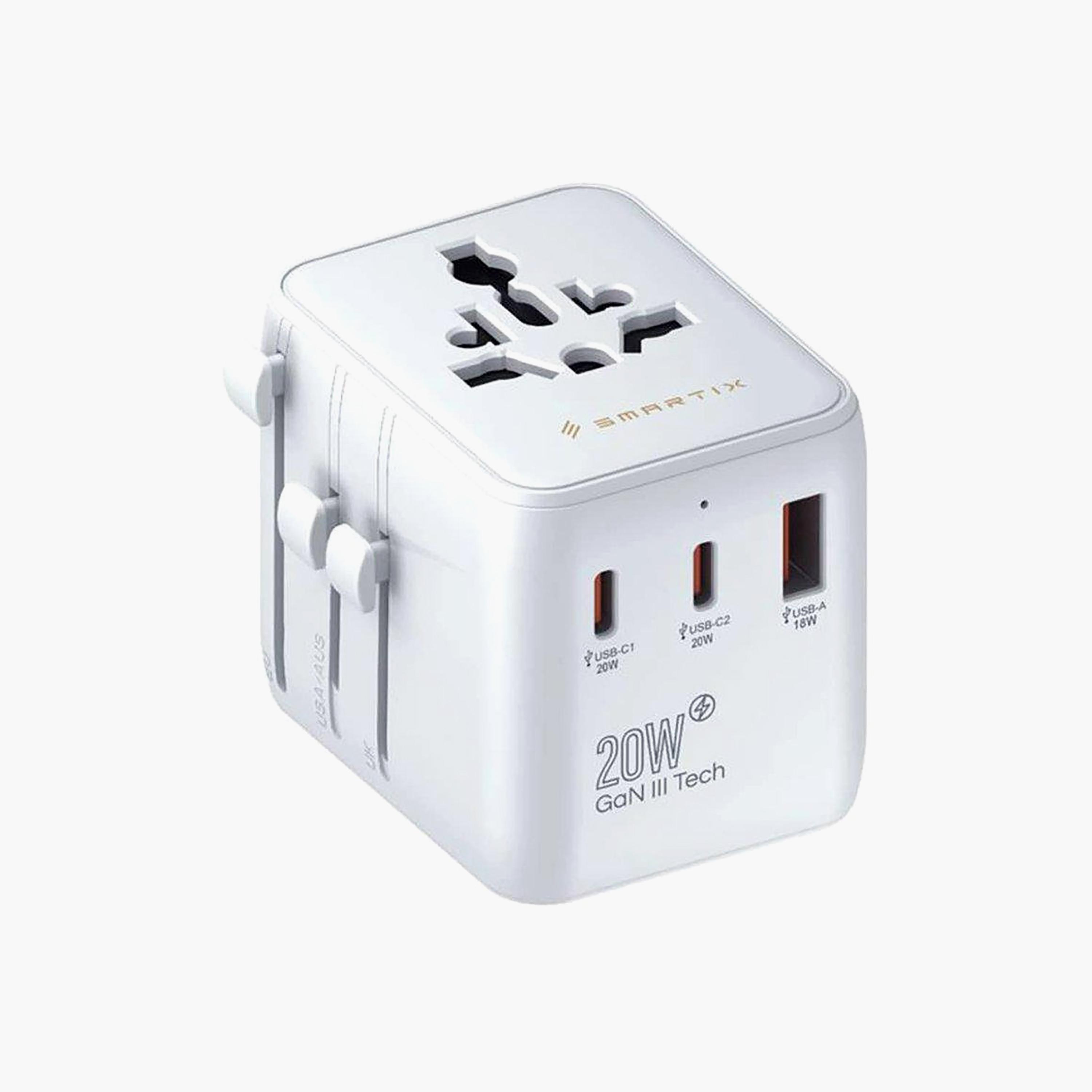 محول شاحن سفر عالمي سمارتكس بقوة 20 واط - أبيض | SM1BCTA7-electronics-portabledevices-image-1
