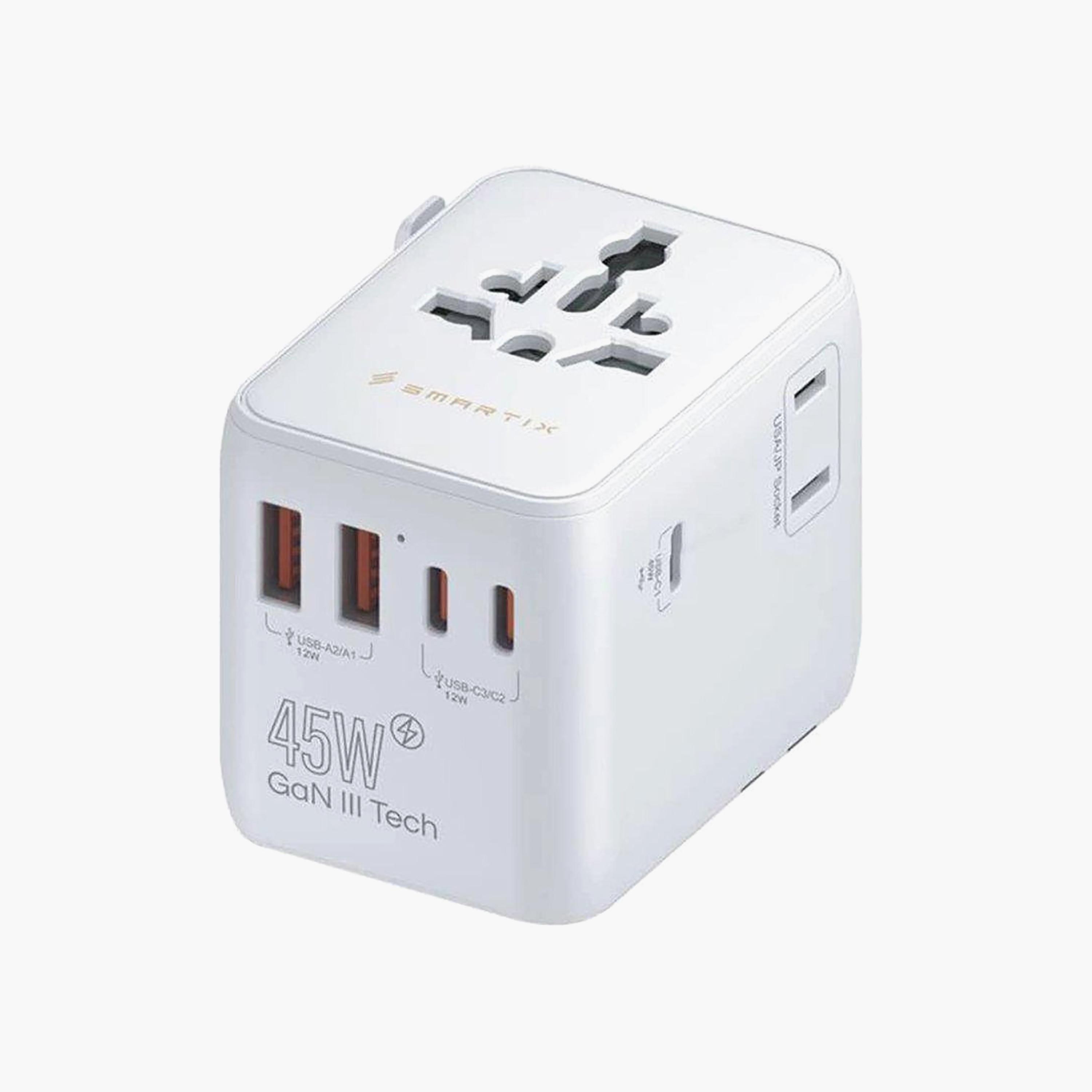 محول شاحن سفر عالمي سمارتكس بقوة 45 واط (قطعة واحدة) - أبيض | SM1BCTA6-electronics-portabledevices-image-1