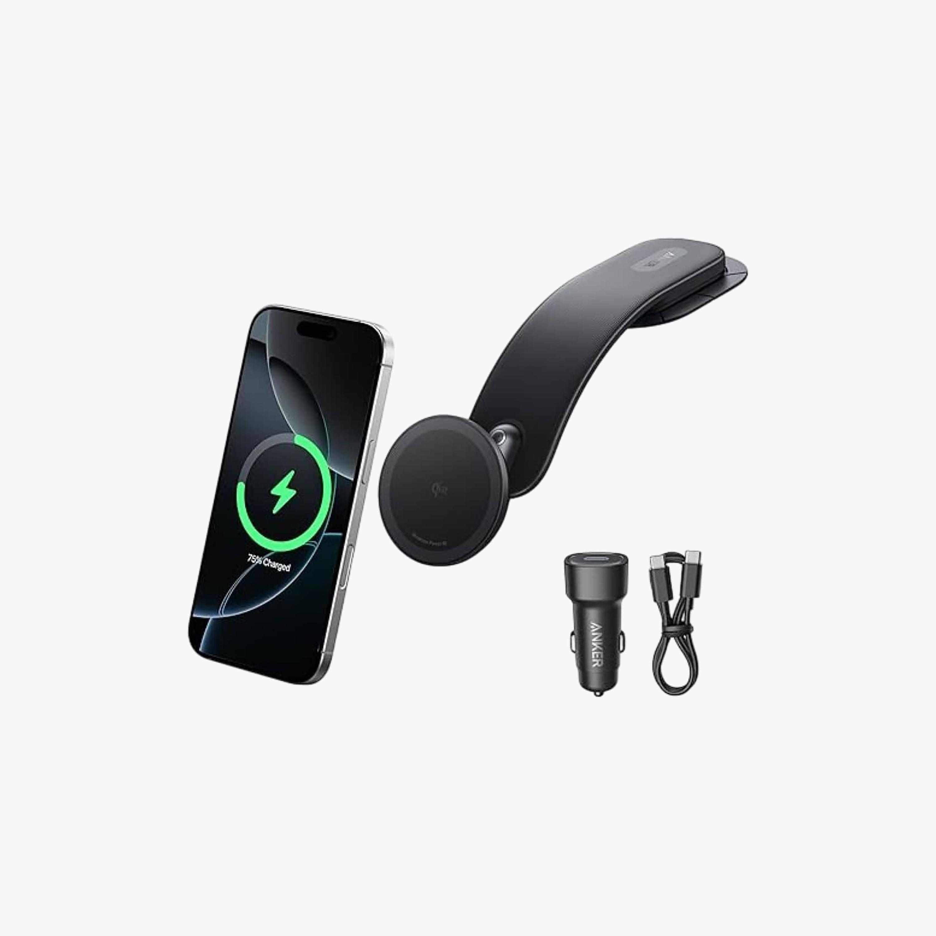 شاحن سيارة لاسلكي مغناطيسي أنكر يدعم تقنية Qi2 باللون الأسود | B2216H11-electronics-accessories-mobileaccesories-image-1