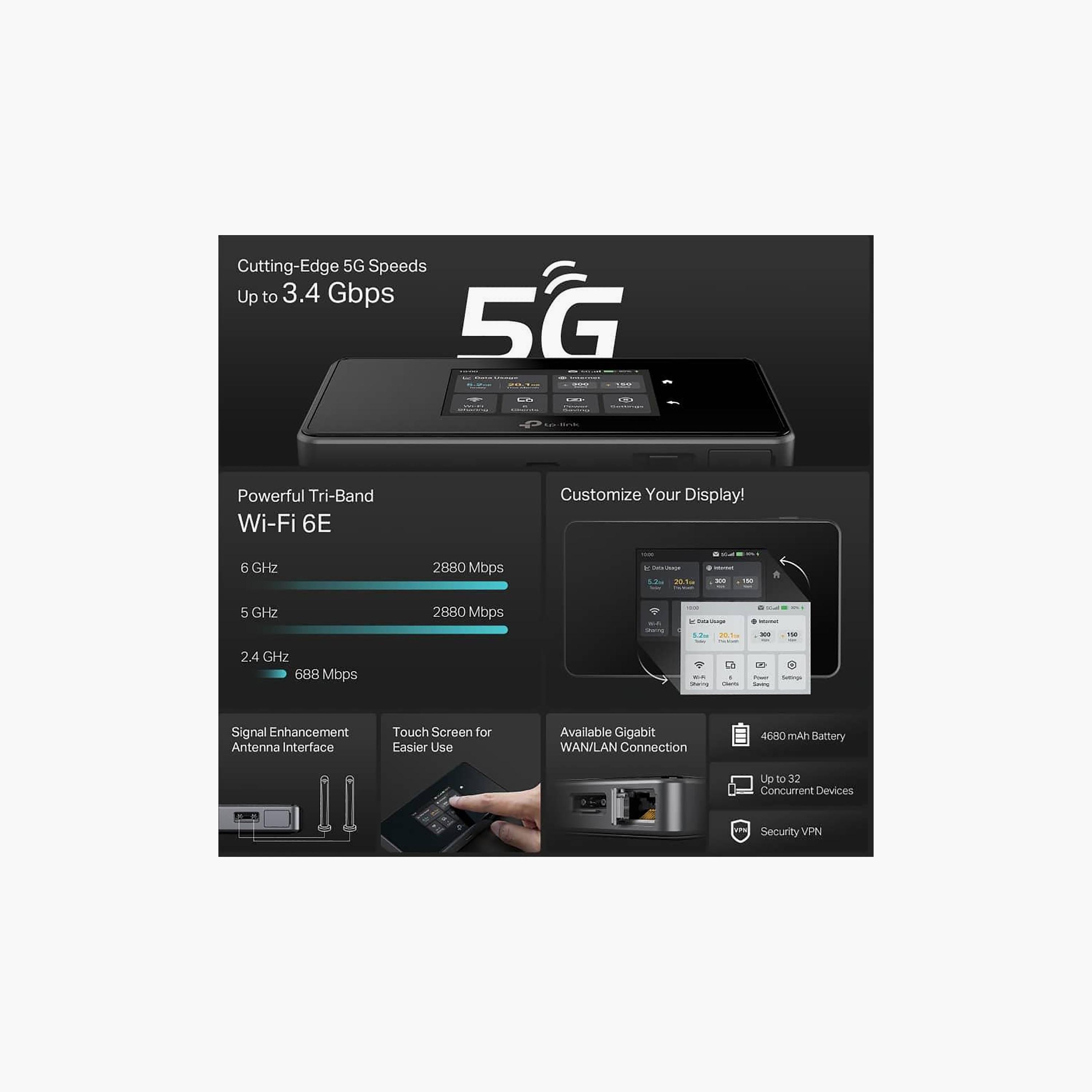 راوتر تي بي لينك لاسلكي محمول 5G، أسود من تي بي لينك | M8550-electronics-accessories-computeraccesories-image-5