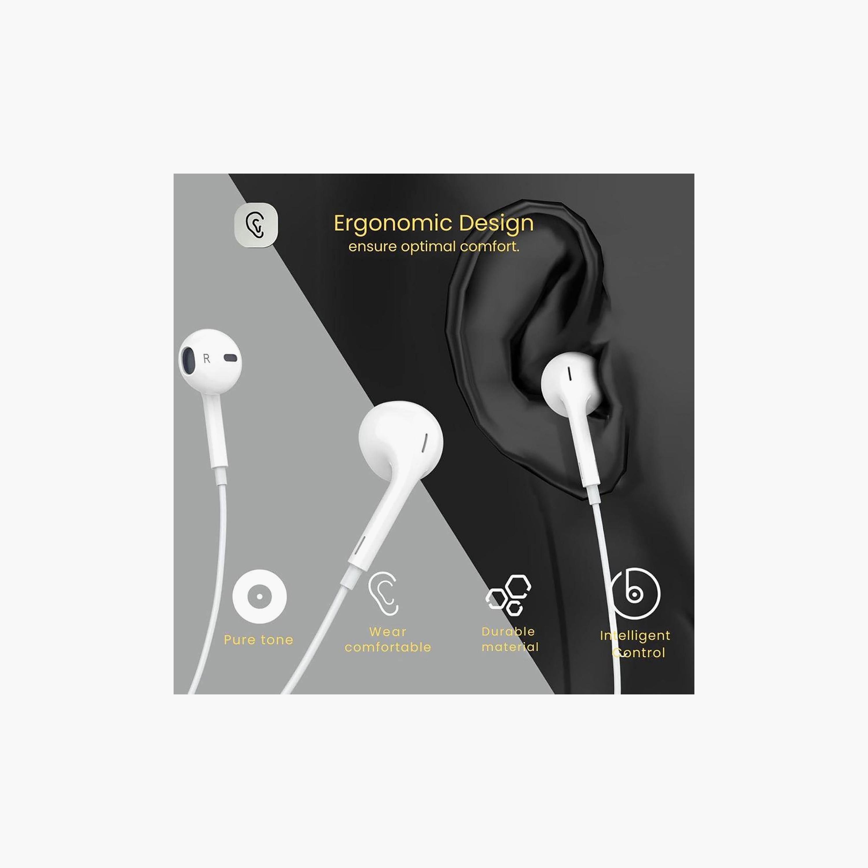 Max & Max Wired Stereo Earphone with Lightning Connector White | MXWSE-L1-electronics-headphonesandearphones-image-2