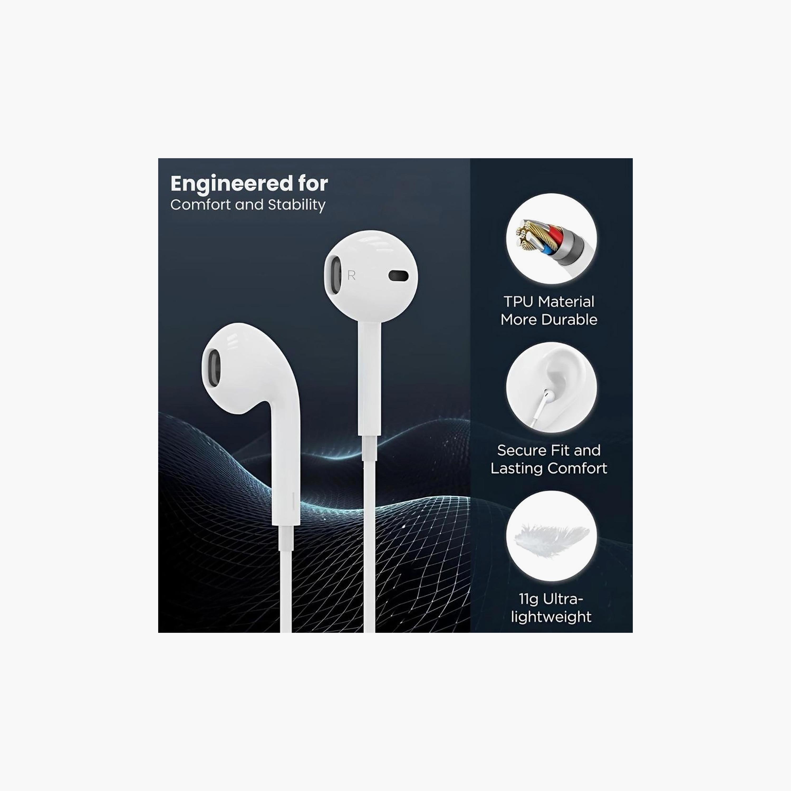 Max & Max Wired Stereo Earphone with Lightning Connector White | MXWSE-L1-electronics-headphonesandearphones-image-3