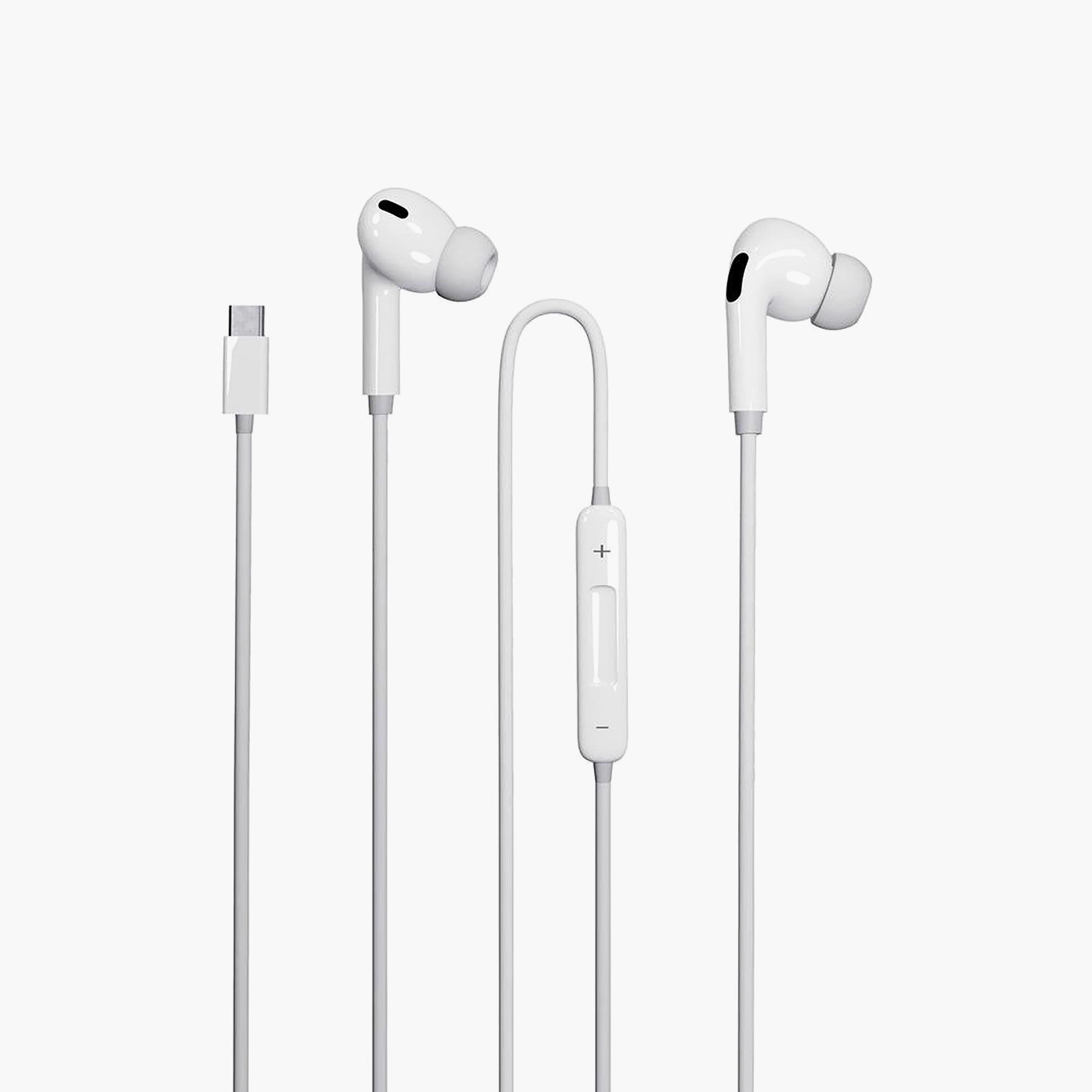 Max & Max Wired Stereo Earphone Type-C Connector White | MXWSE-C1-electronics-headphonesandearphones-image-1