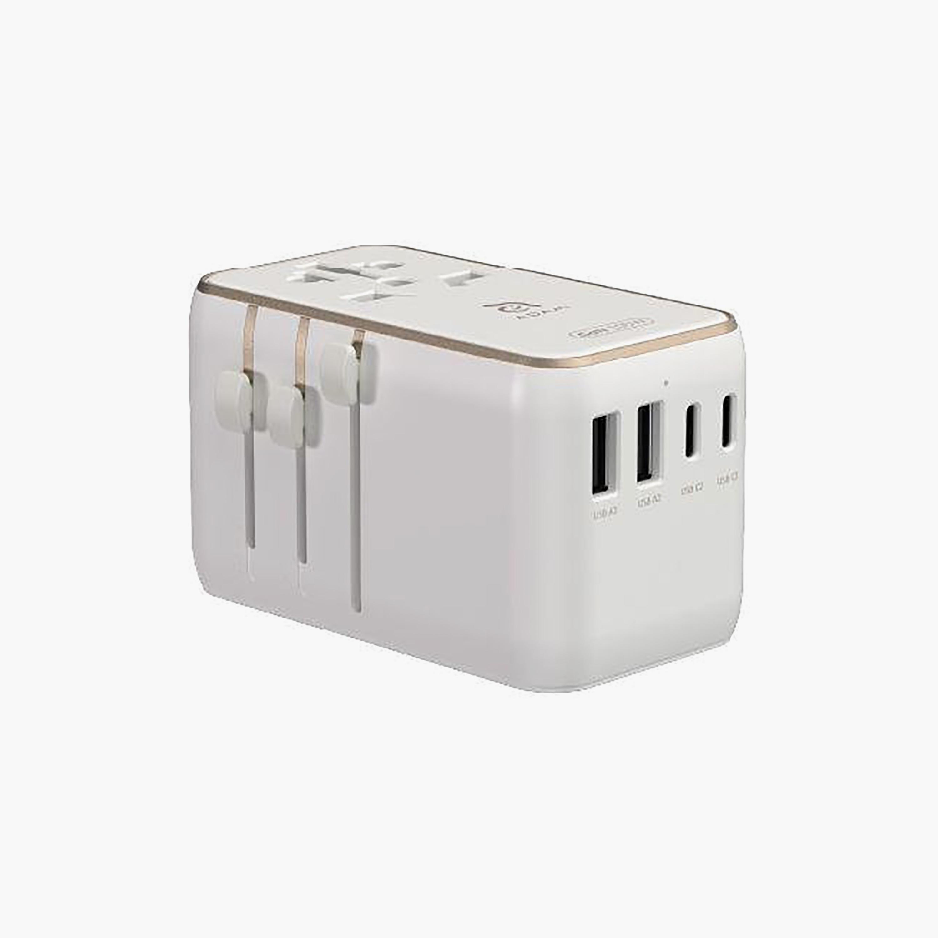 محول شاحن سفر عالمي آدم إليمينتس T100L بقوة 100 واط مع كابل USB-C مدمج - أبيض | APAADT100LWH-electronics-portabledevices-image-3