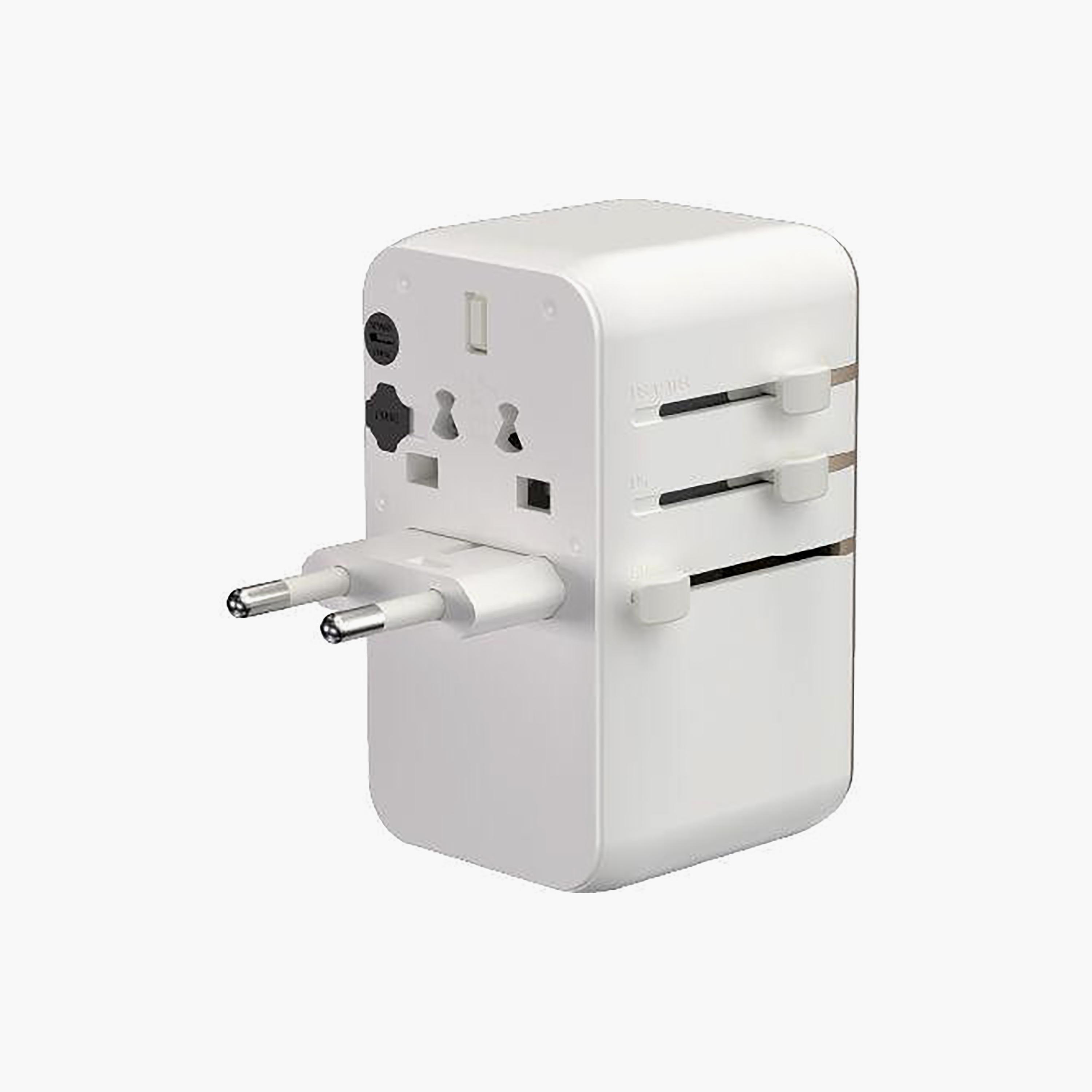 محول شاحن سفر عالمي آدم إليمينتس T100L بقوة 100 واط مع كابل USB-C مدمج - أبيض | APAADT100LWH-electronics-portabledevices-image-4