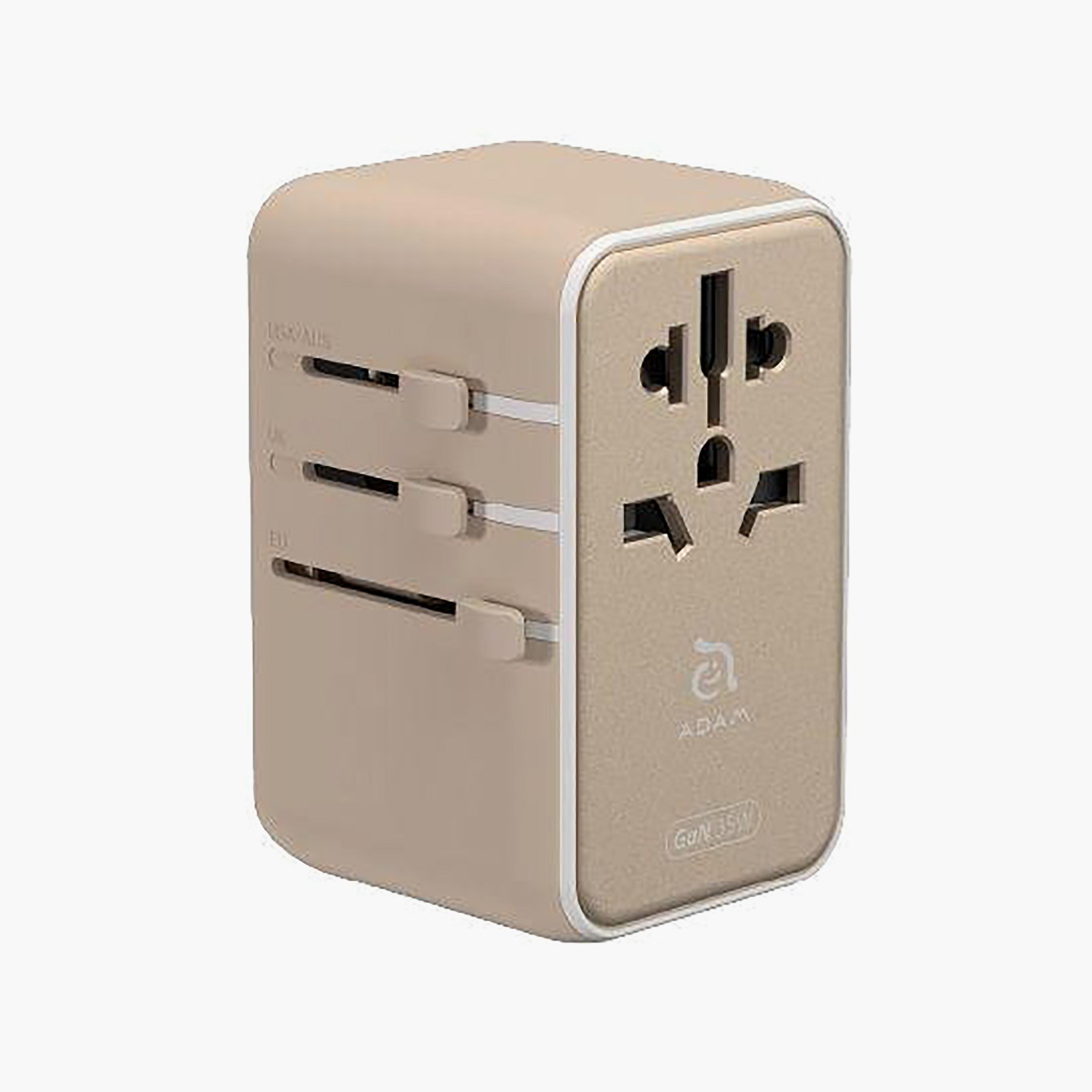 محول شاحن سفر عالمي آدم إليمينتس T35L بقوة 35 واط مع كابل USB-C مدمج - ذهبي | APAADT35LGD-electronics-portabledevices-image-1