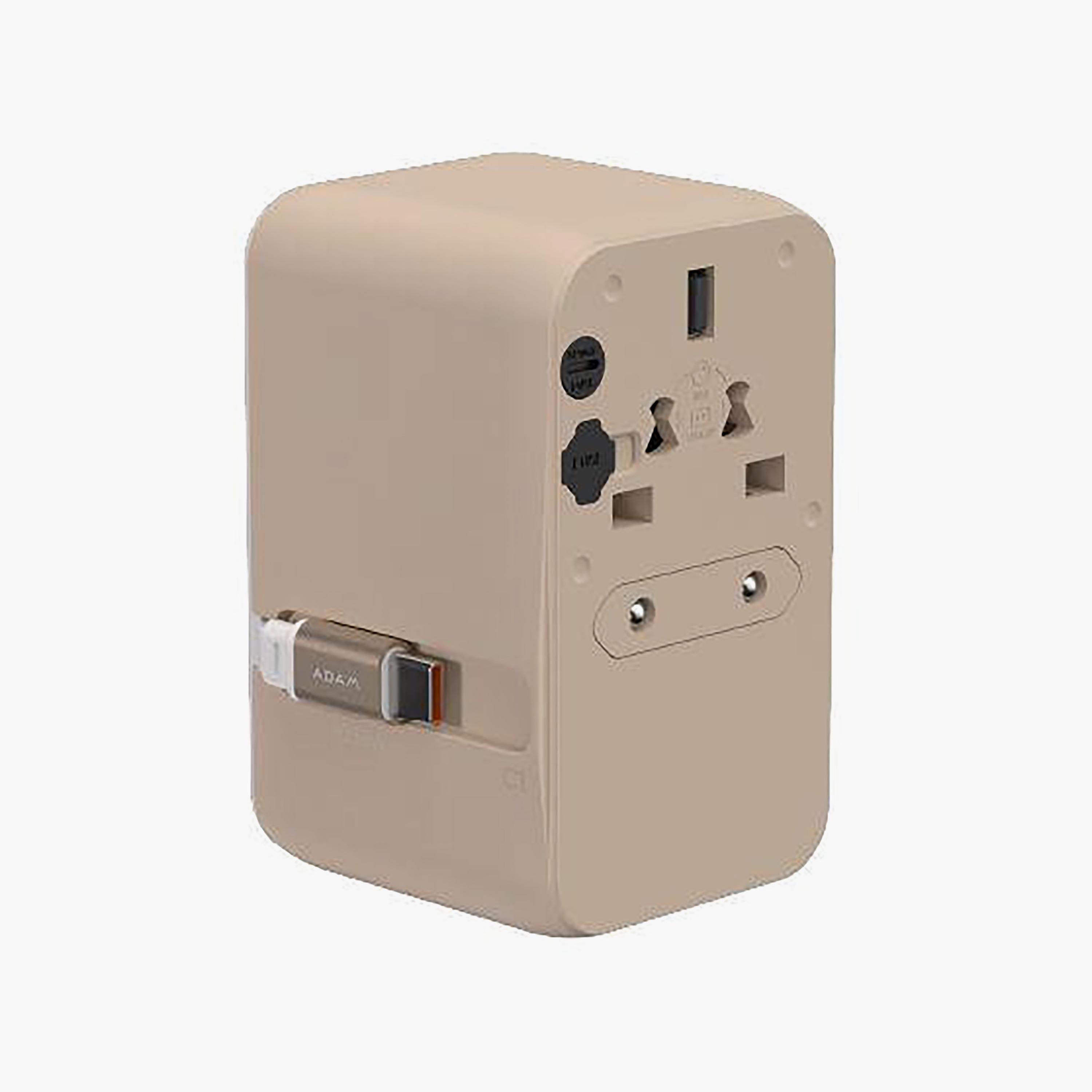 محول شاحن سفر عالمي آدم إليمينتس T35L بقوة 35 واط مع كابل USB-C مدمج - ذهبي | APAADT35LGD-electronics-portabledevices-image-2