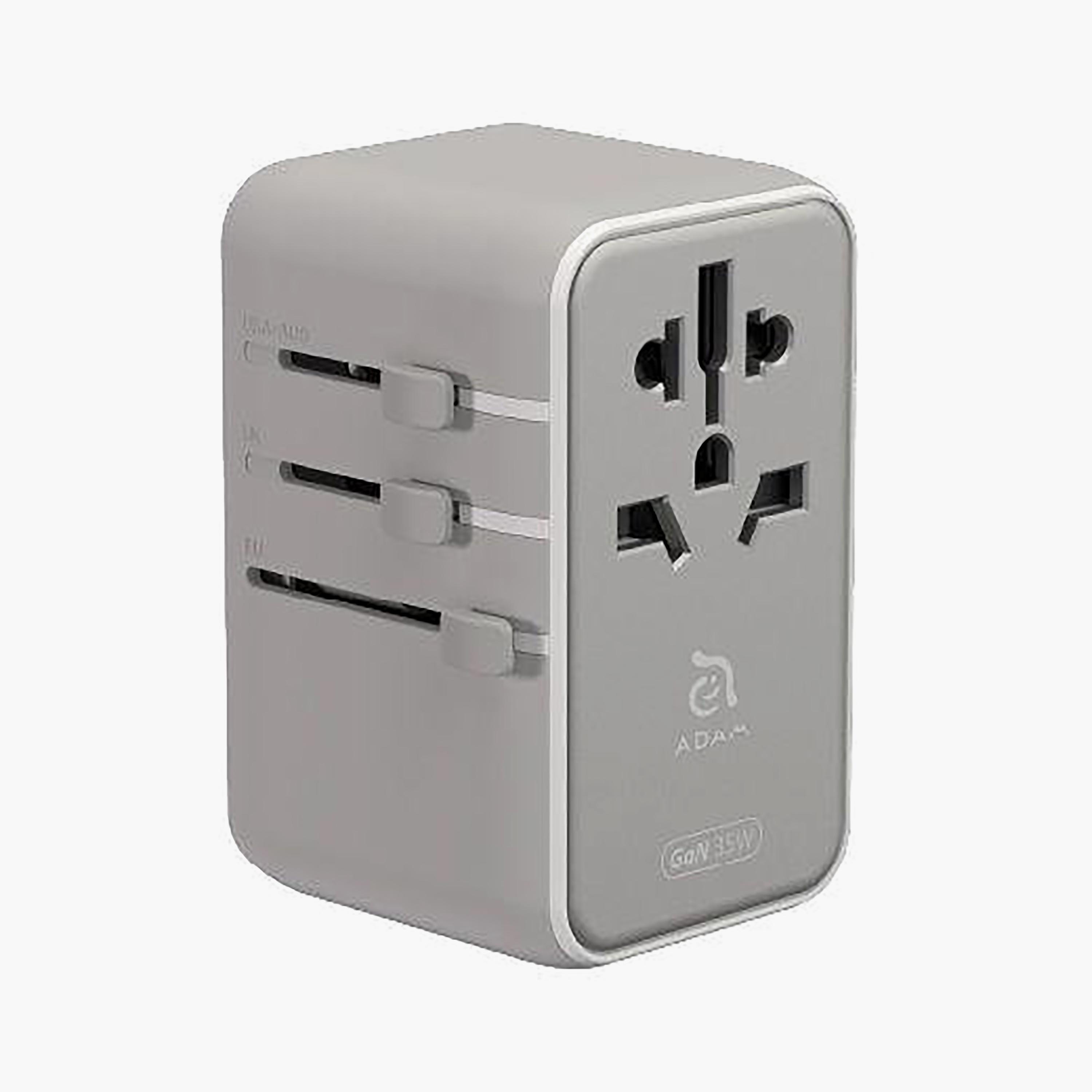 محول شاحن سفر عالمي آدم إليمينتس T35L بقوة 35 واط مع كابل USB-C مدمج - فضي | APAADT35LSL-electronics-portabledevices-image-1