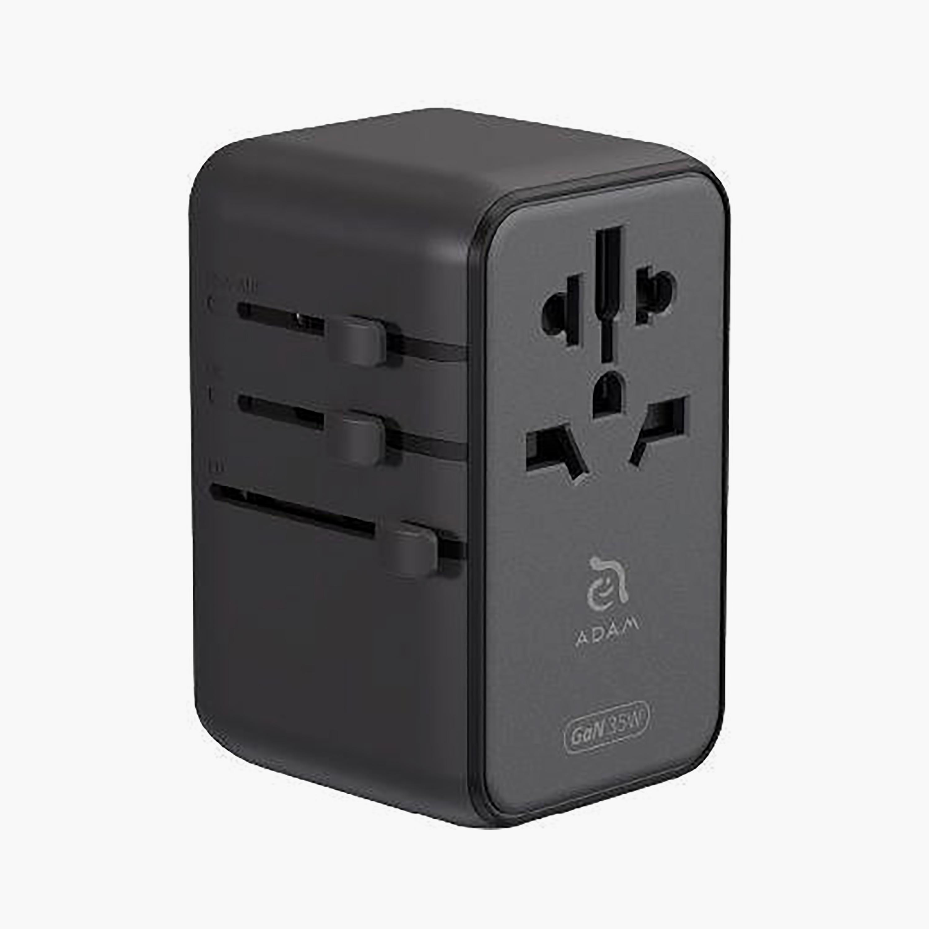 محول شاحن سفر عالمي آدم إليمينتس بقوة 35 واط مع كابل USB-C مدمج - رمادي | APAADT35LGY-electronics-portabledevices-image-1