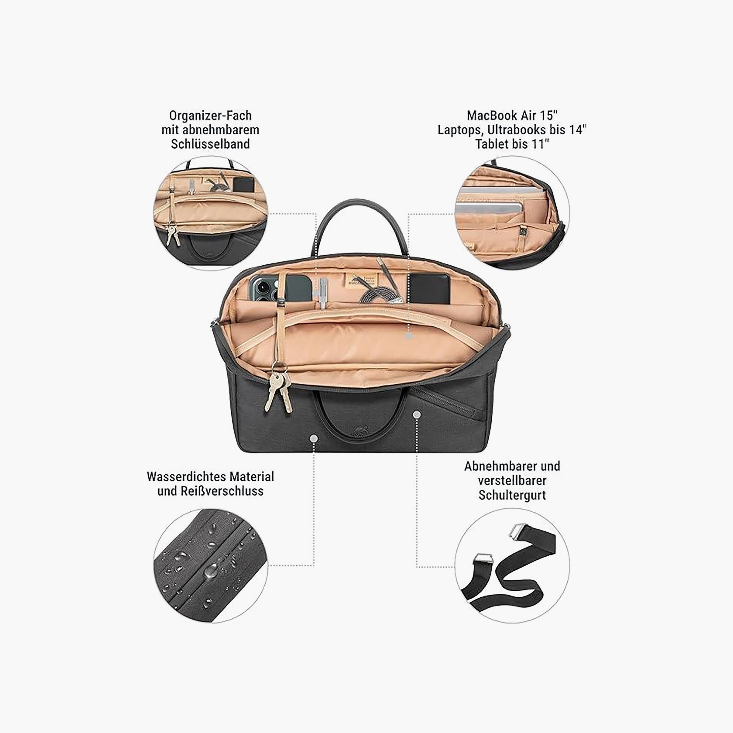 Rivacase Black Biscayne Laptop Bag 15.6 inch | 8335-women-bagsandwallets-handbags-image-2