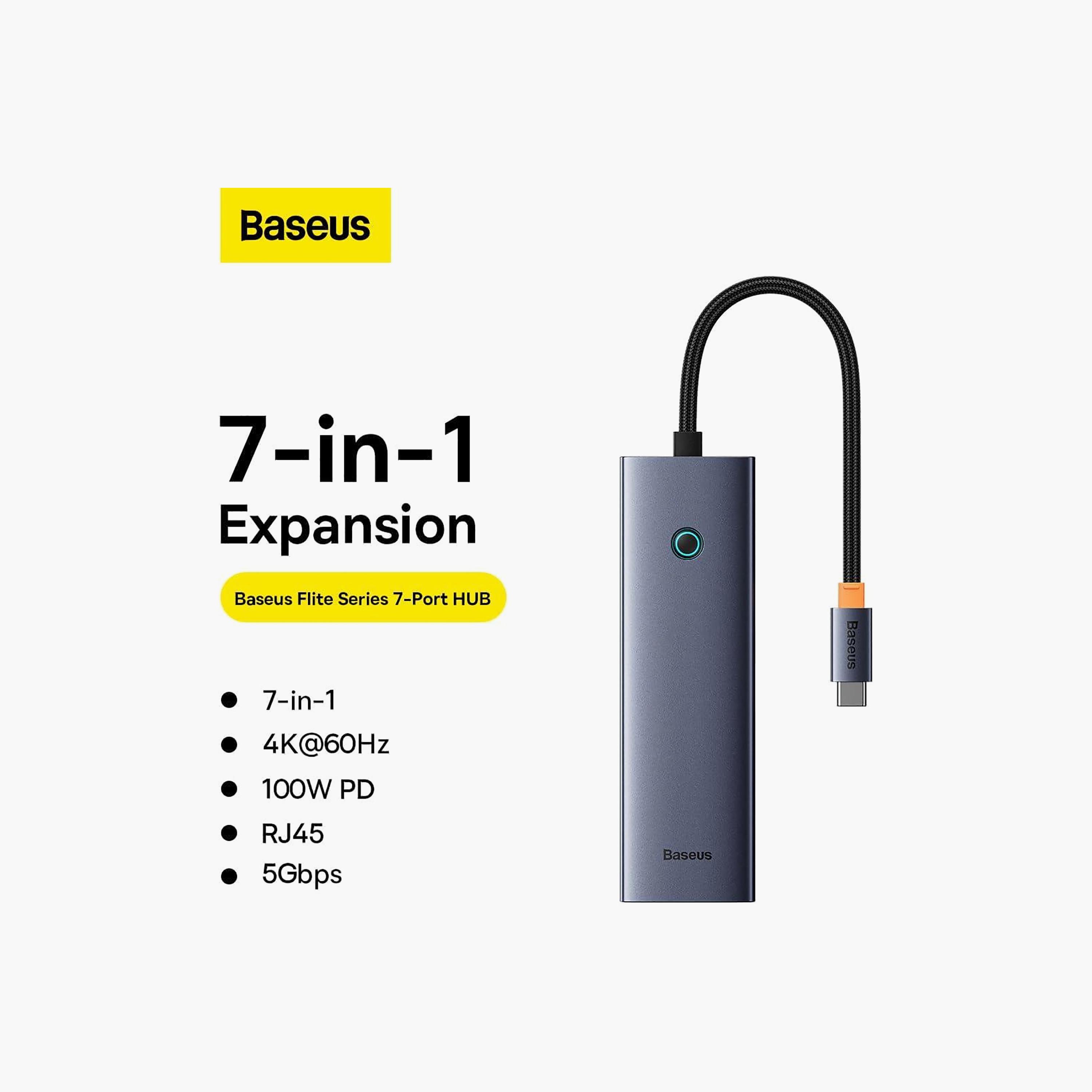 قاعدة توصيل باسيوس "ألترا جوي" 7 منافذ، رمادي فلكي من باسيوس | B00052805813-00-electronics-accessories-computeraccesories-image-3