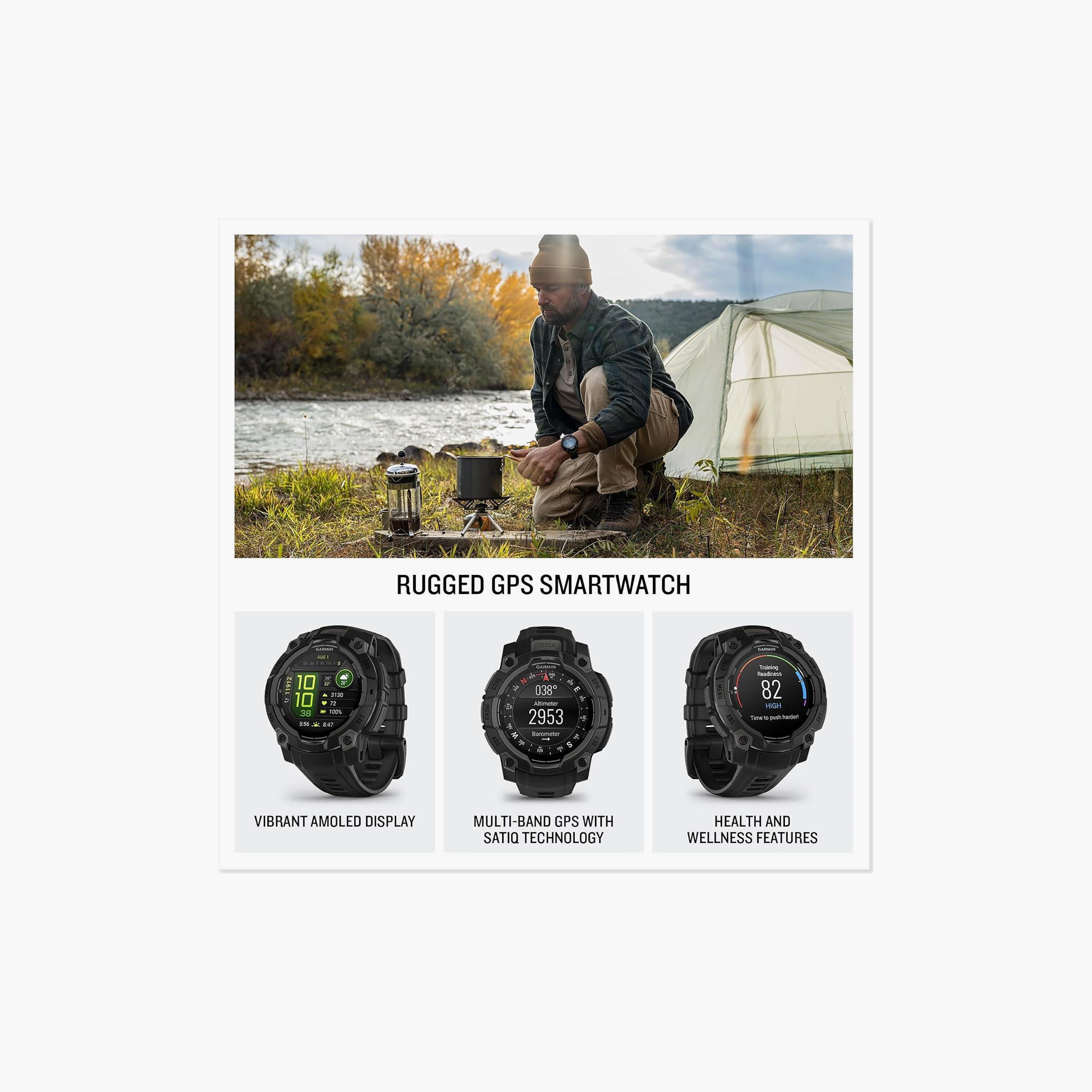 Garmin Instinct 3 45mm Smartwatch AMOLED Black Bezel Band | 010-02936-00-men-watchesandjewellery-watches-image-2