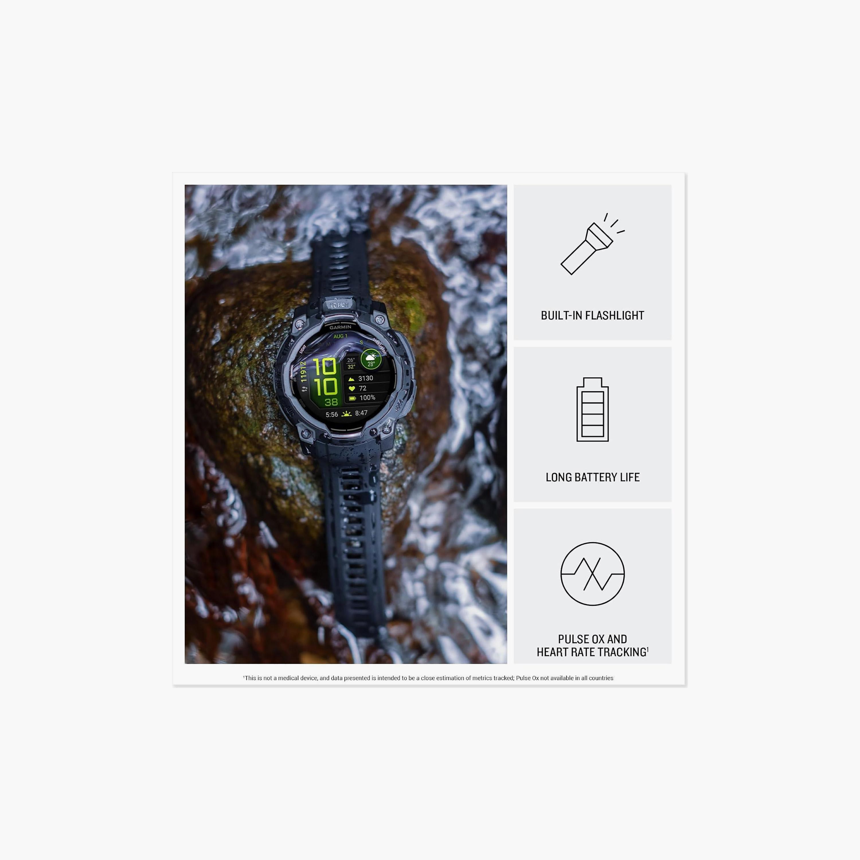 Garmin Instinct 3 45mm Smartwatch AMOLED Black Bezel Band | 010-02936-00-men-watchesandjewellery-watches-image-3