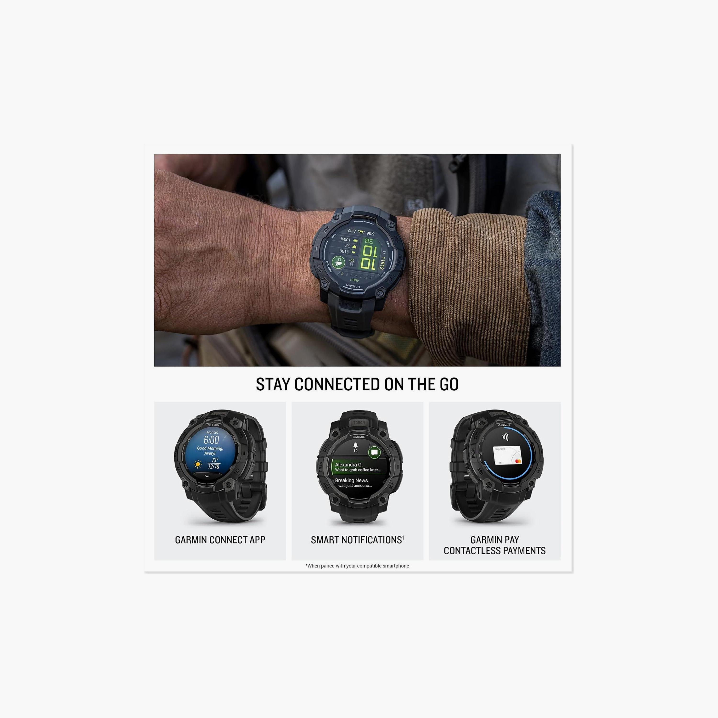 Garmin Instinct 3 45mm Smartwatch AMOLED Black Bezel Band | 010-02936-00-men-watchesandjewellery-watches-image-4
