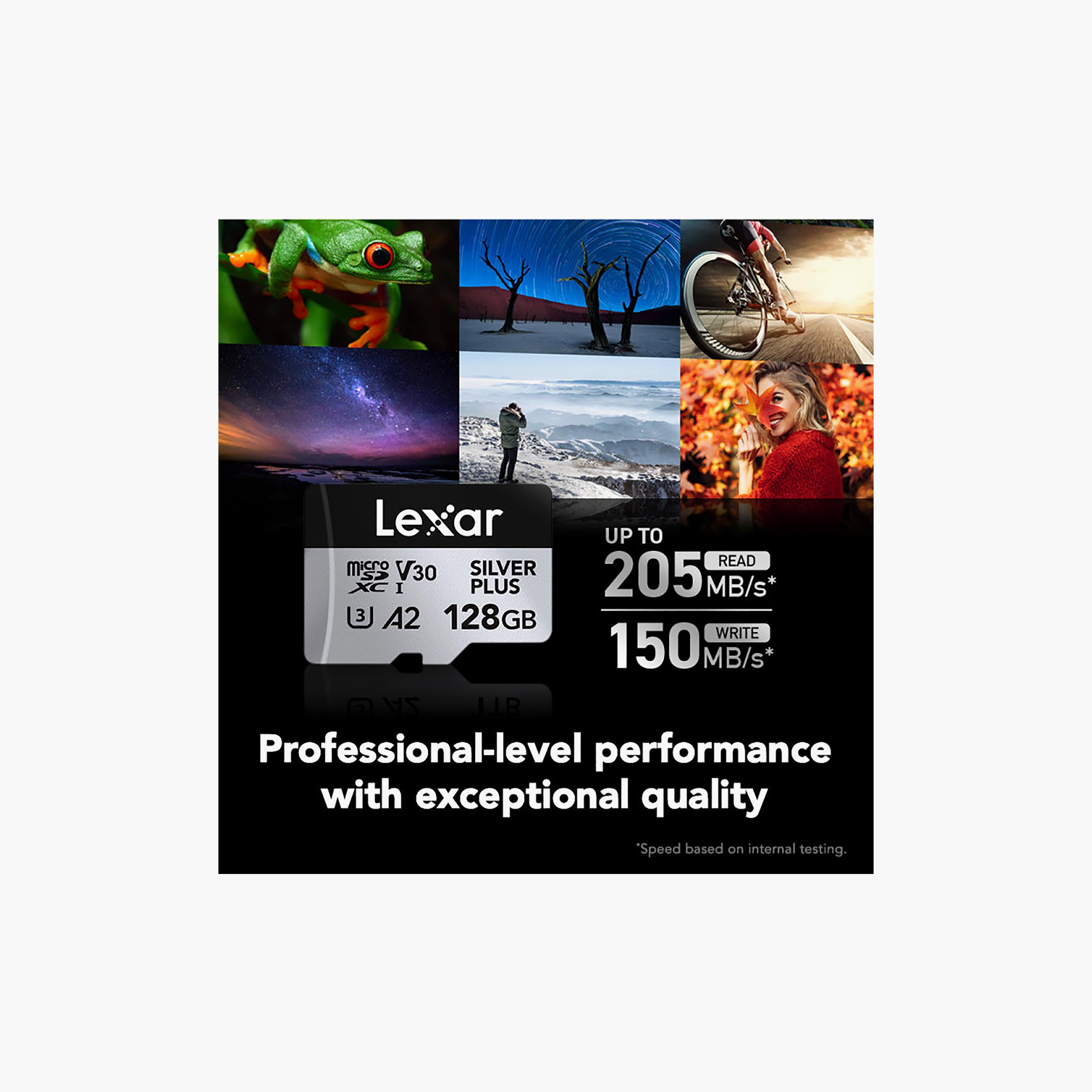 Lexar 128GB SILVER PLUS microSDXC UHS-I 205MB/s Read 150MB/s Write C10 V30 U3 | LMSSIPL128G-BNANG-electronics-accessories-computeraccesories-image-2