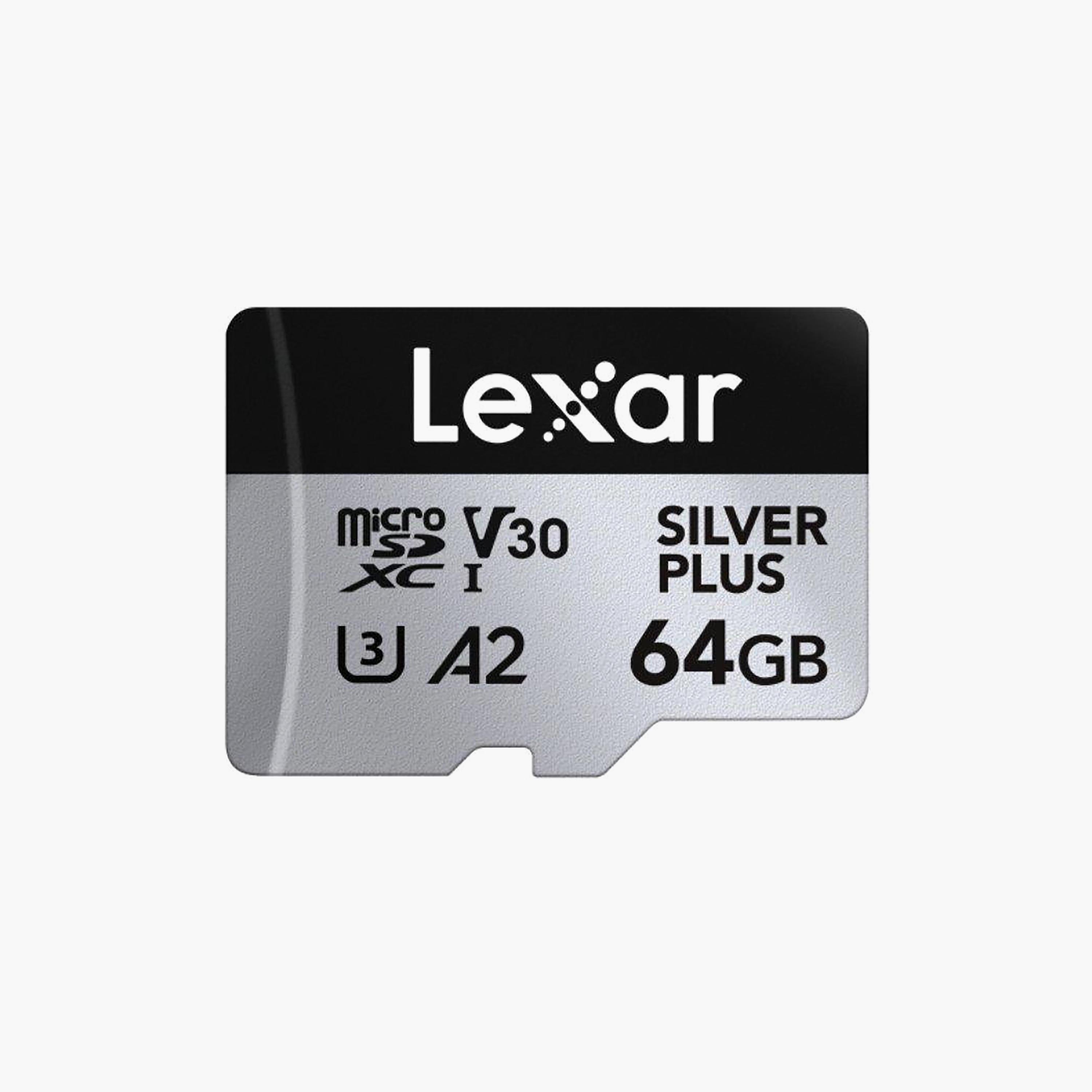Lexar 64GB Professional SILVER PLUS microSDXC UHS-I 205MB/s 100MB/s C10 V30 U3 | LMSSIPL064G-BNANG-electronics-accessories-computeraccesories-image-1