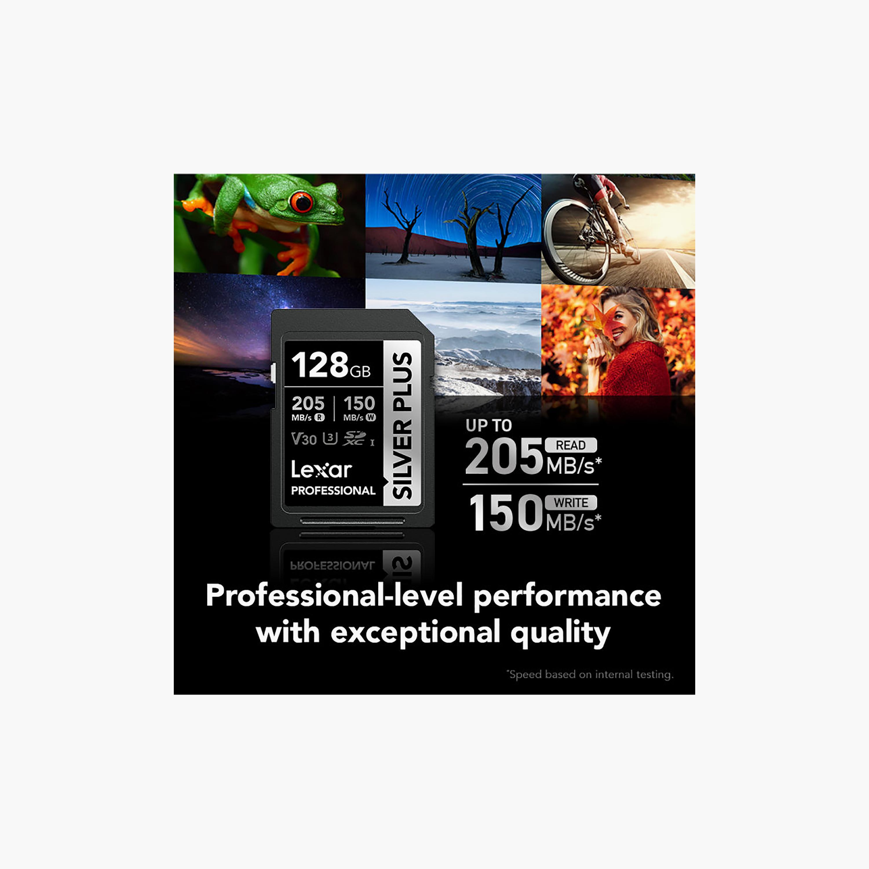 Lexar SILVER PLUS 128GB SDXC UHS-I U3 V30 C10 205MB/s read 150MB/s write | LSDSIPL128G-BNNNG-electronics-accessories-computeraccesories-image-2