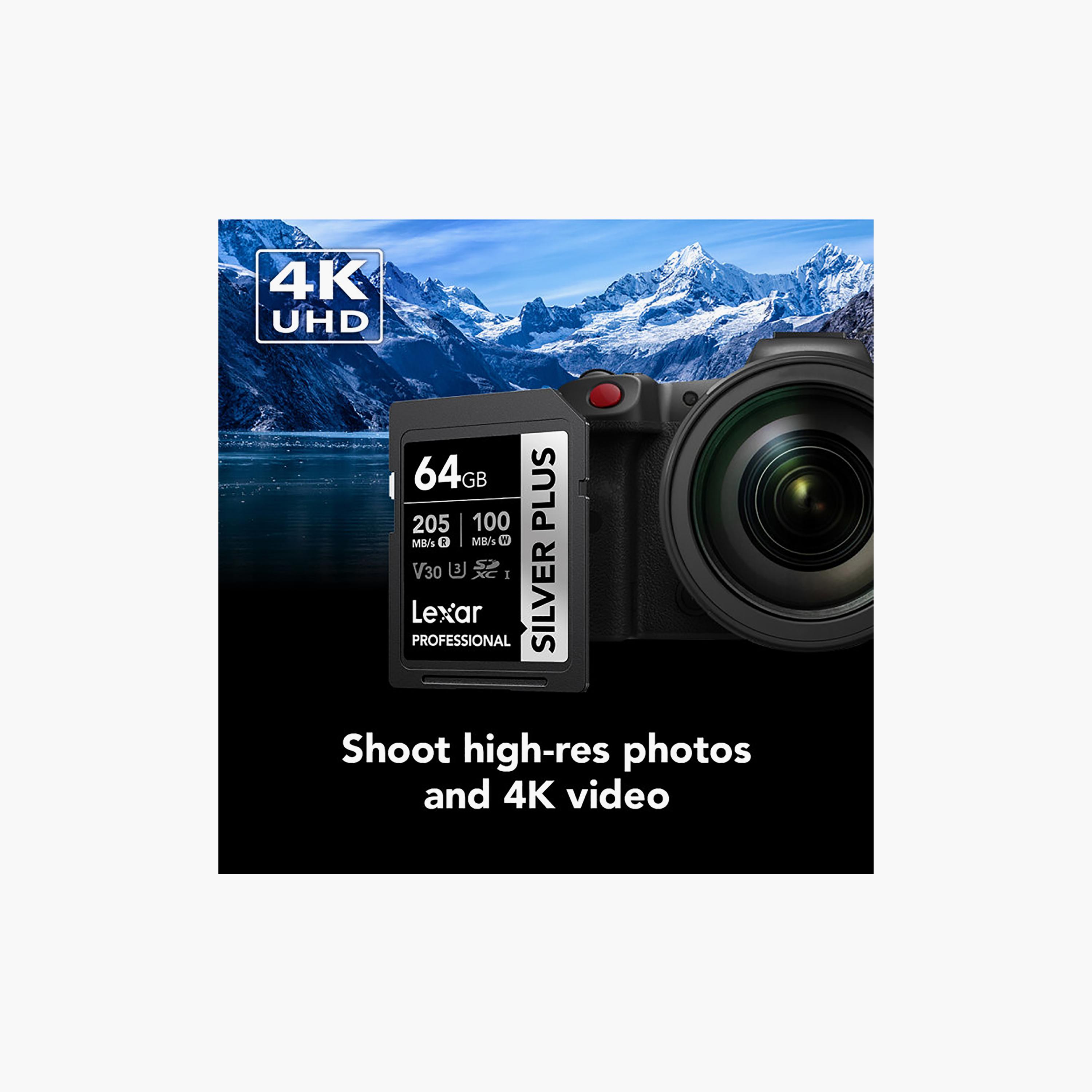Lexar 64GB SILVER PLUS SDXC UHS-I Card 205MB/s Read 100MB/s Write C10 V30 U3 | LSDSIPL064G-BNNNG-electronics-accessories-computeraccesories-image-3