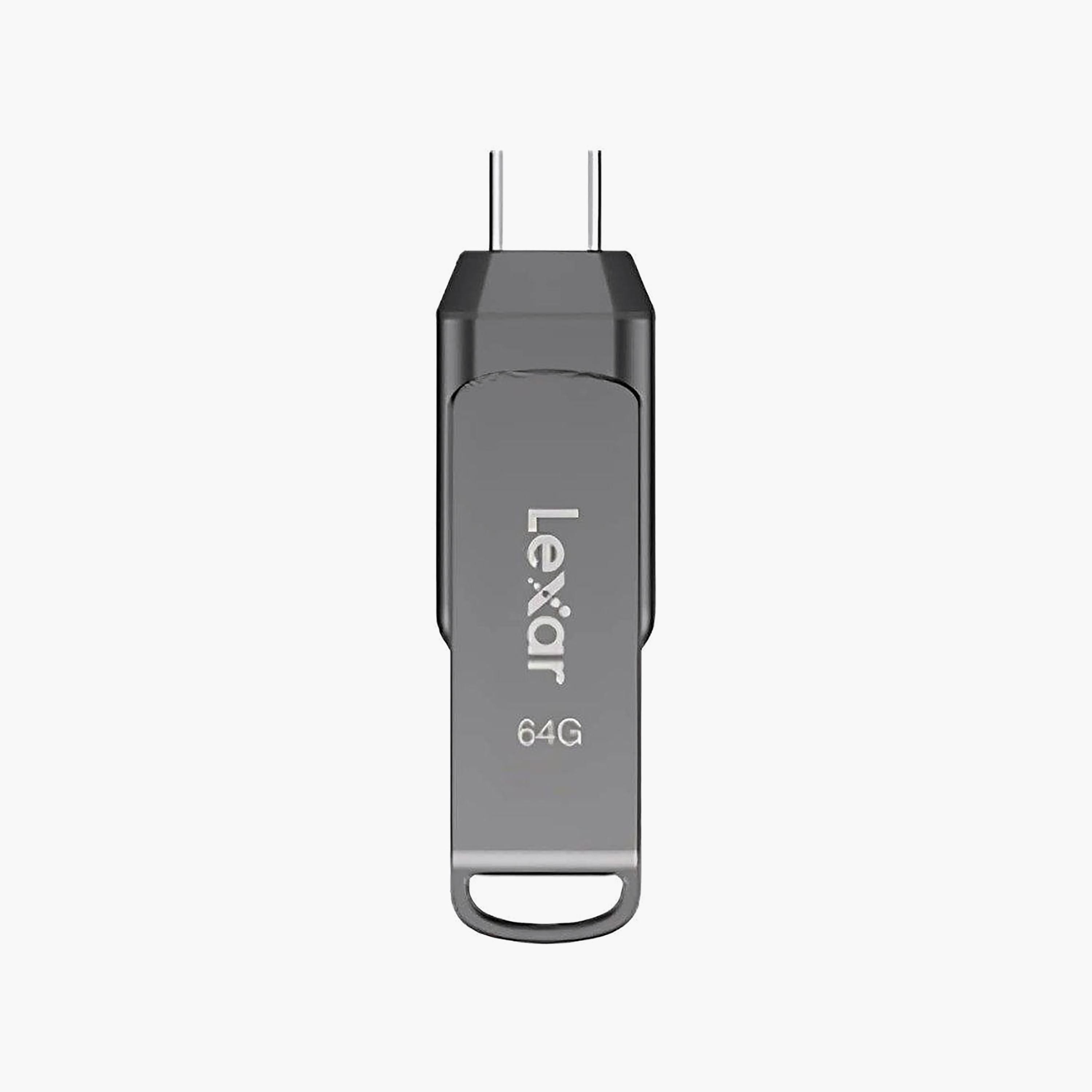 فلاشة ليكسار سعة 64 جيجابايت بمنفذ مزدوج USB-C وUSB-A، سرعة قراءة تصل إلى 130 ميجابايت/ثانية من ليكسار | LJDD400064G-BNQNG-electronics-accessories-computeraccesories-image-1
