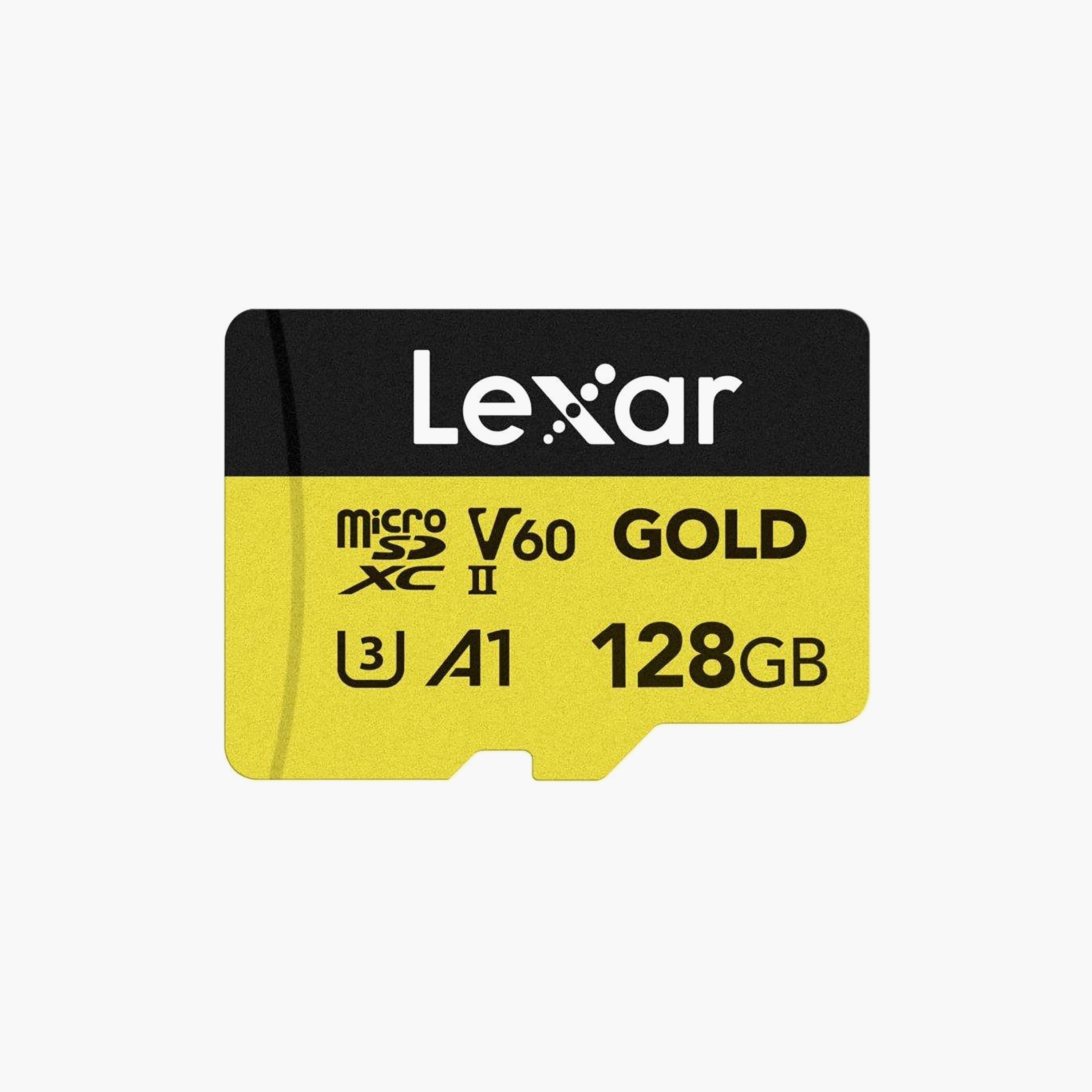 Lexar 128GB GOLD microSDXC UHS-II 280MB/s Read 100MB/s Write C10 A1 V60 U3 4K | LMSGOLD128G-BNNNG-electronics-accessories-mobileaccesories-image-1