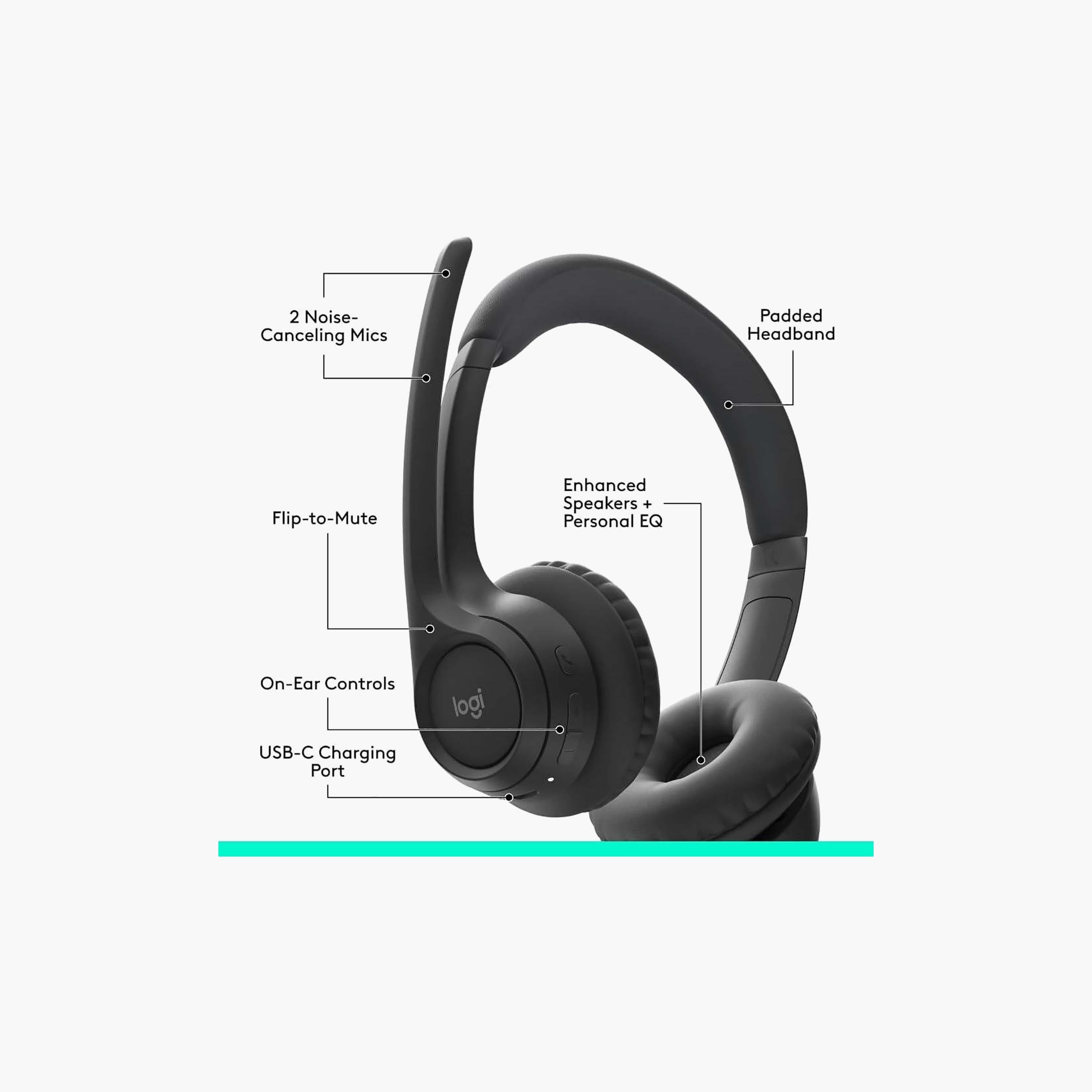 Logitech Zone 300 Wireless On-Ear Headset Black | 981-001407-electronics-headphonesandearphones-image-2