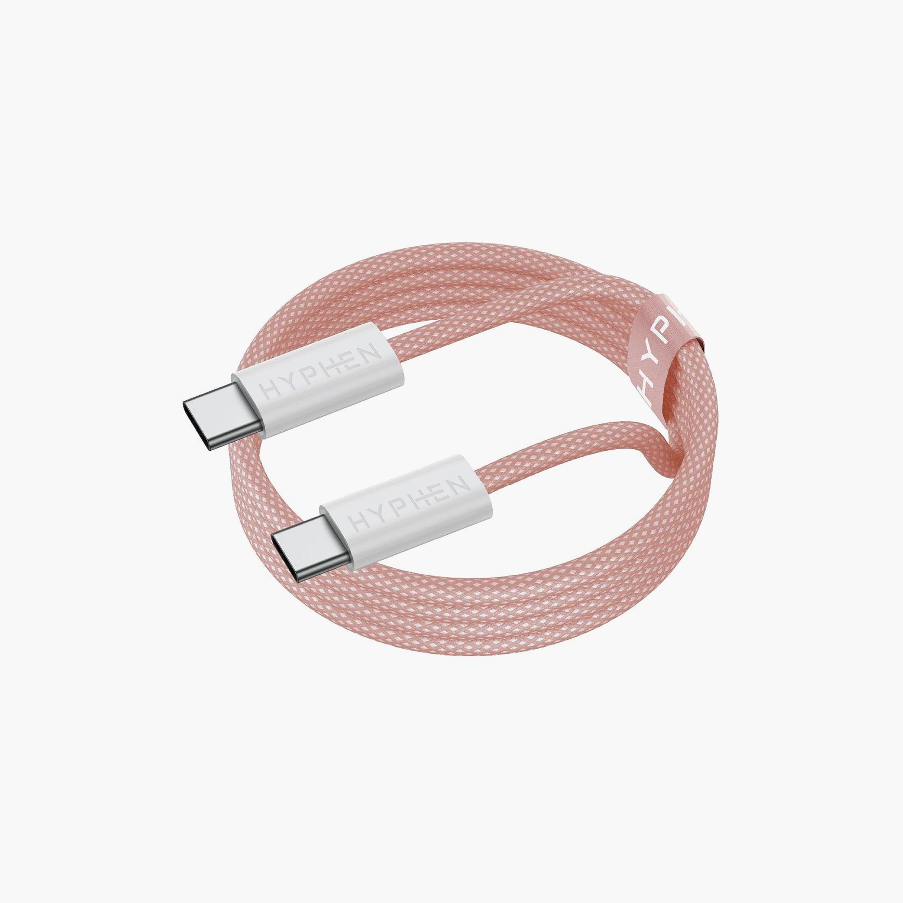 Hyphen Vibe Braided USB-C to USB-C Cable 60W 1m Pink | HCB-C160PK0338-electronics-accessories-mobileaccesories-image-1