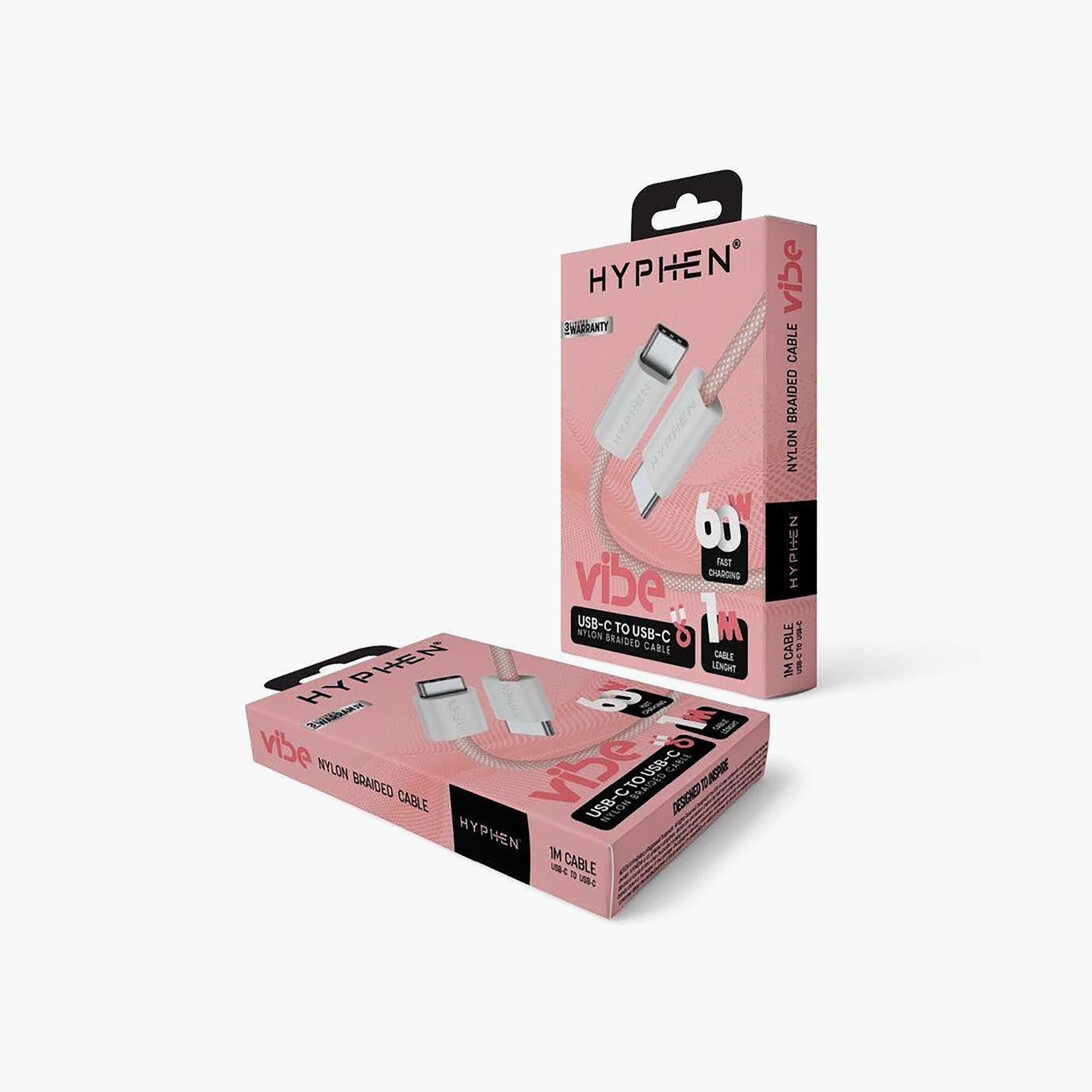 Hyphen Vibe Braided USB-C to USB-C Cable 60W 1m Pink | HCB-C160PK0338-electronics-accessories-mobileaccesories-image-4