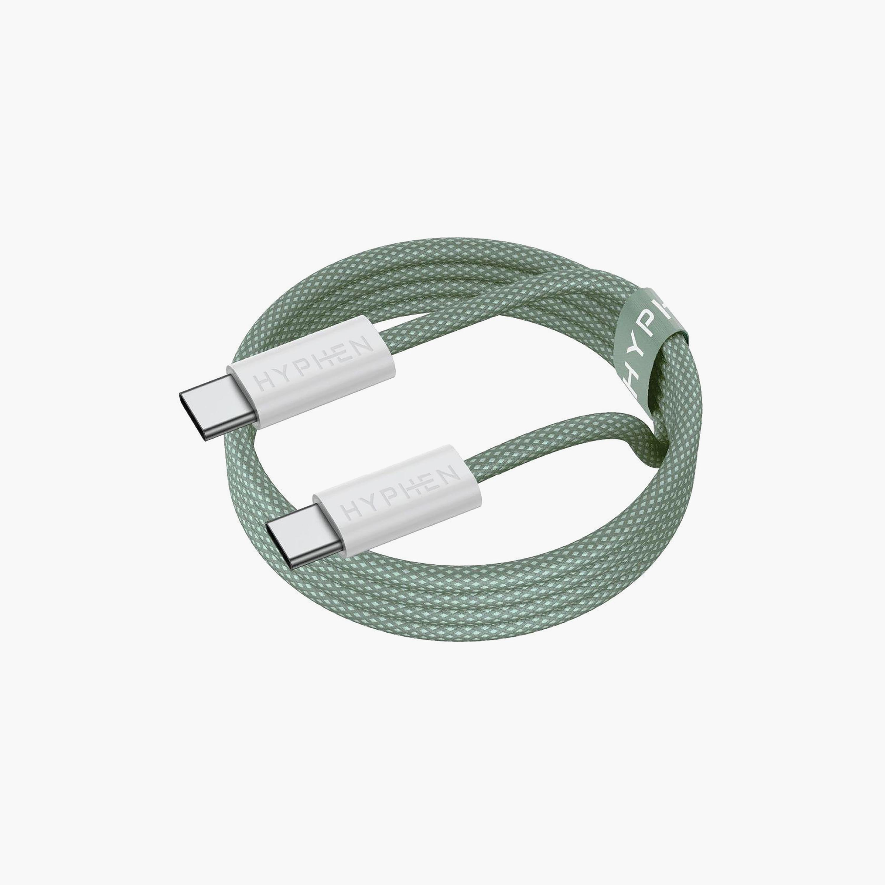Hyphen Vibe Braided USB-C to USB-C Cable 60W 1m Green | HCB-C160GR0369-electronics-accessories-mobileaccesories-image-1