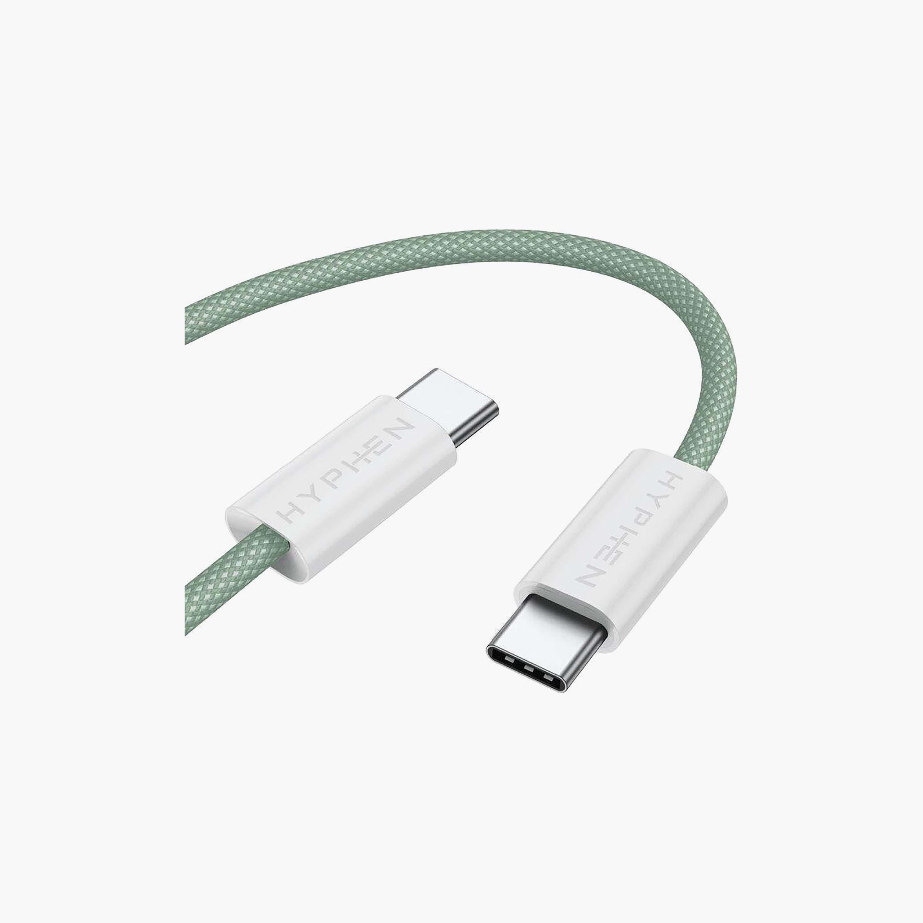Hyphen Vibe Braided USB-C to USB-C Cable 60W 1m Green | HCB-C160GR0369-electronics-accessories-mobileaccesories-image-2