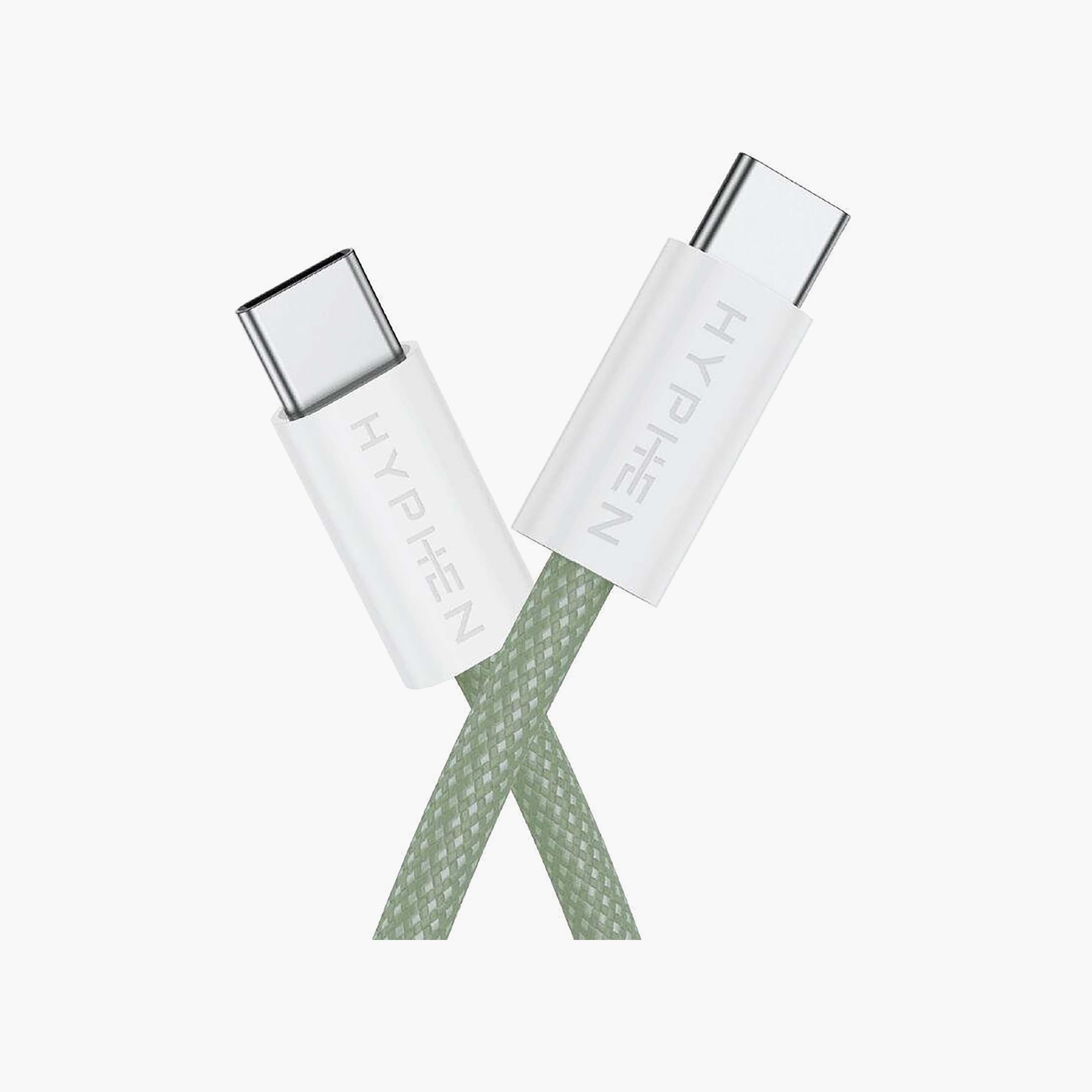 Hyphen Vibe Braided USB-C to USB-C Cable 60W 1m Green | HCB-C160GR0369-electronics-accessories-mobileaccesories-image-3