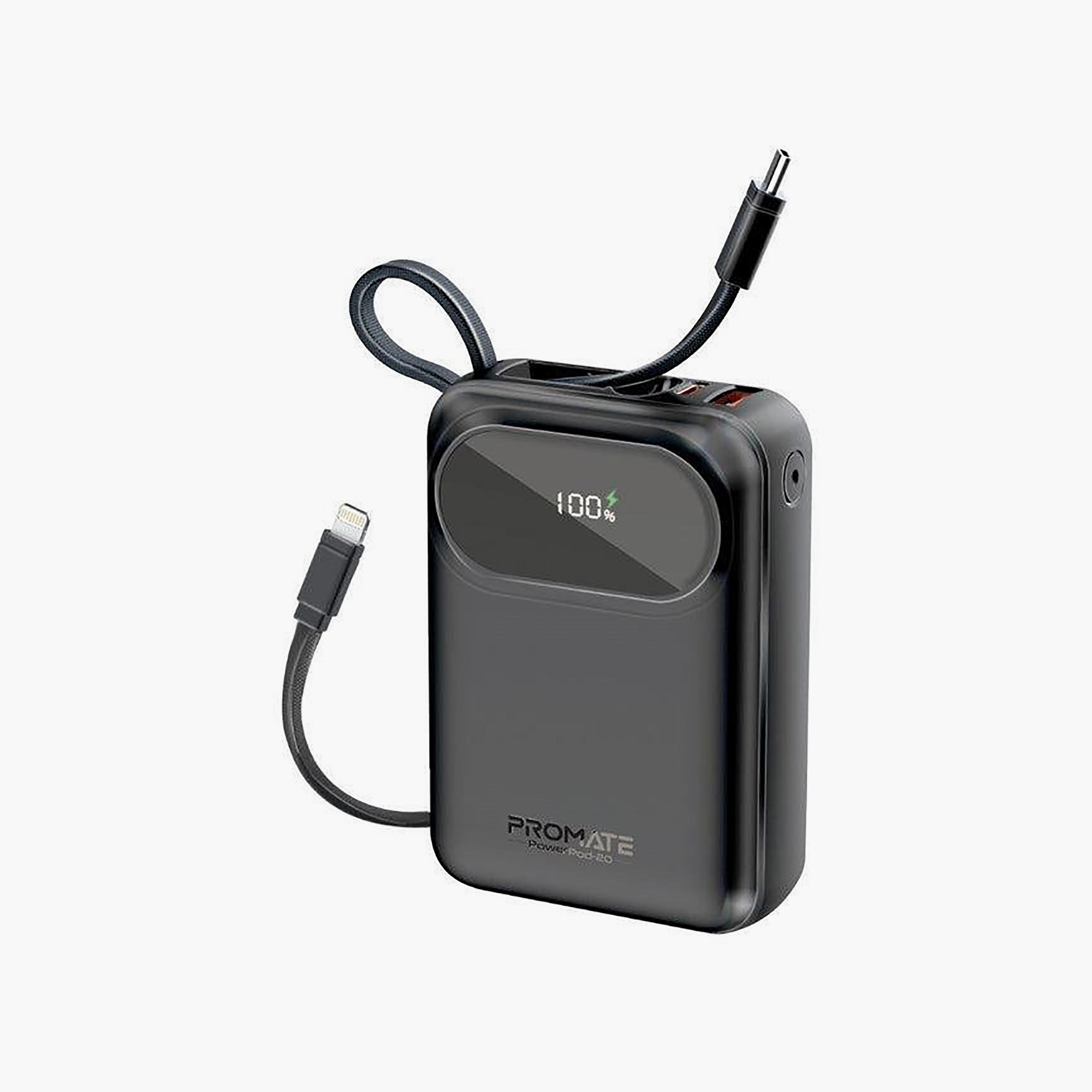 Promate Ultra Compact 20000mAh 35W Power Bank USB-C Lightning Black | POWERPOD-20.BLACK-electronics-accessories-mobileaccesories-image-1