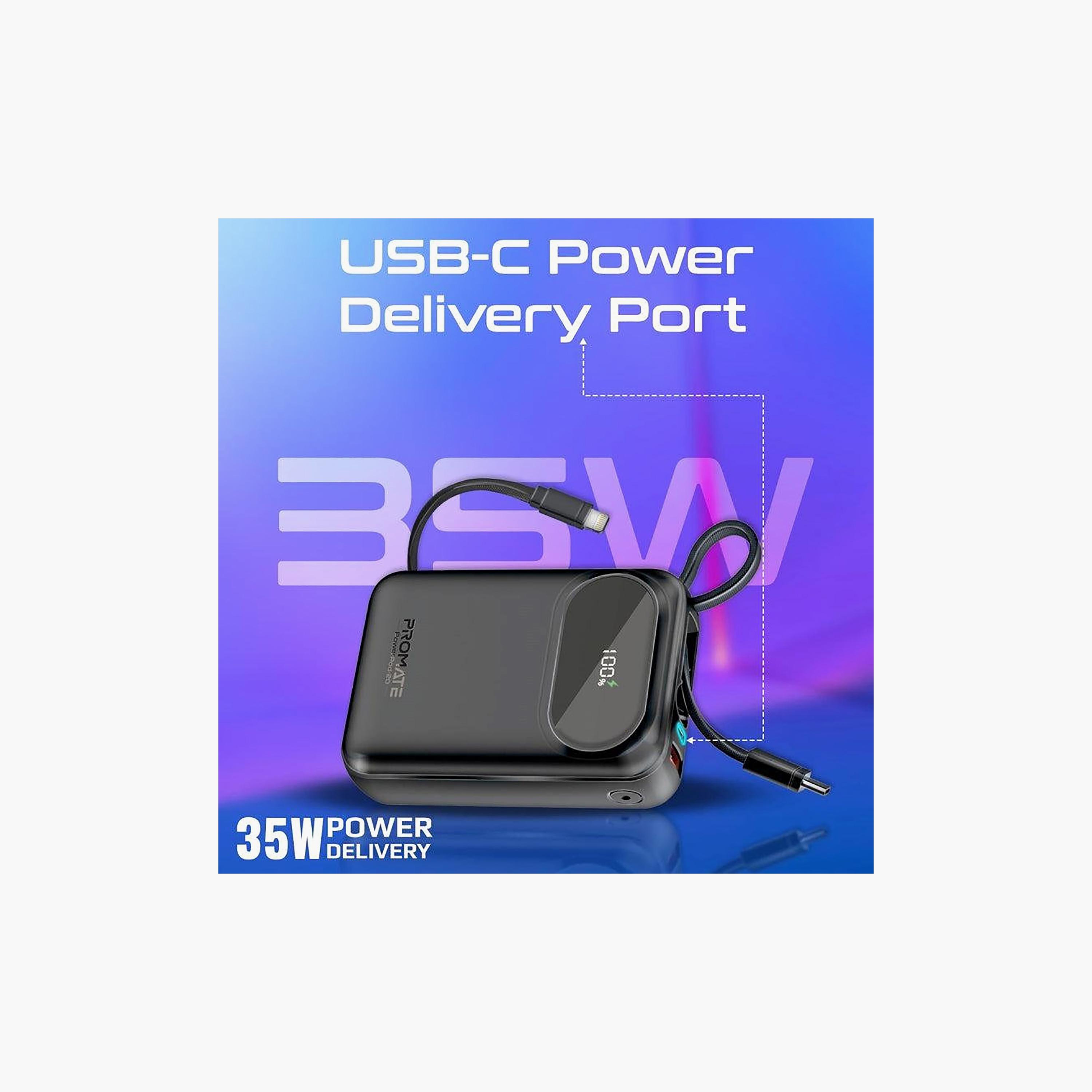 Promate Ultra Compact 20000mAh 35W Power Bank USB-C Lightning Black | POWERPOD-20.BLACK-electronics-accessories-mobileaccesories-image-3
