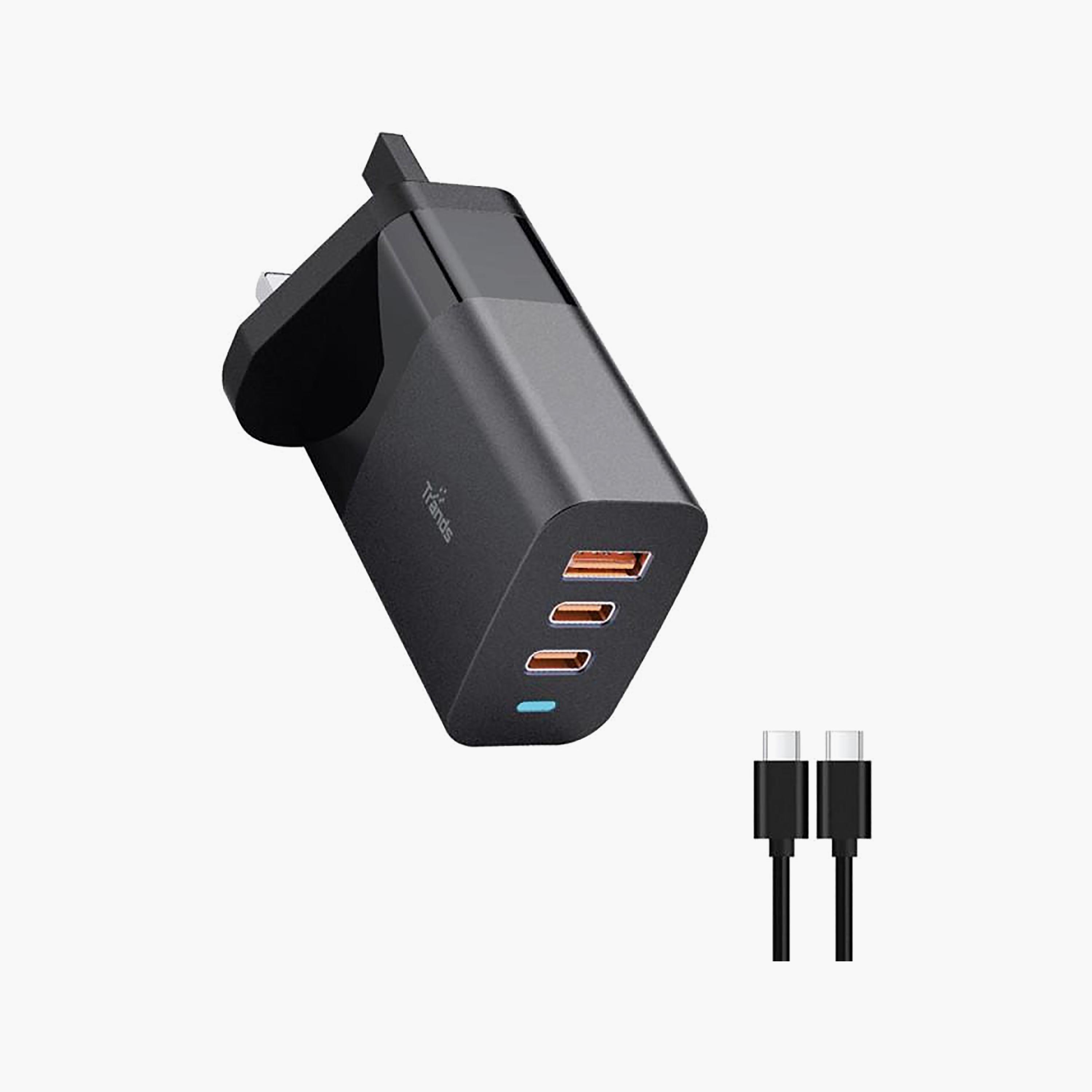 شاحن سريع تراندز فائق النحافة بتقنية GaNFast بقوة 65 واط مع كابل تيب سي | TR-AD9386-electronics-accessories-mobileaccesories-image-1