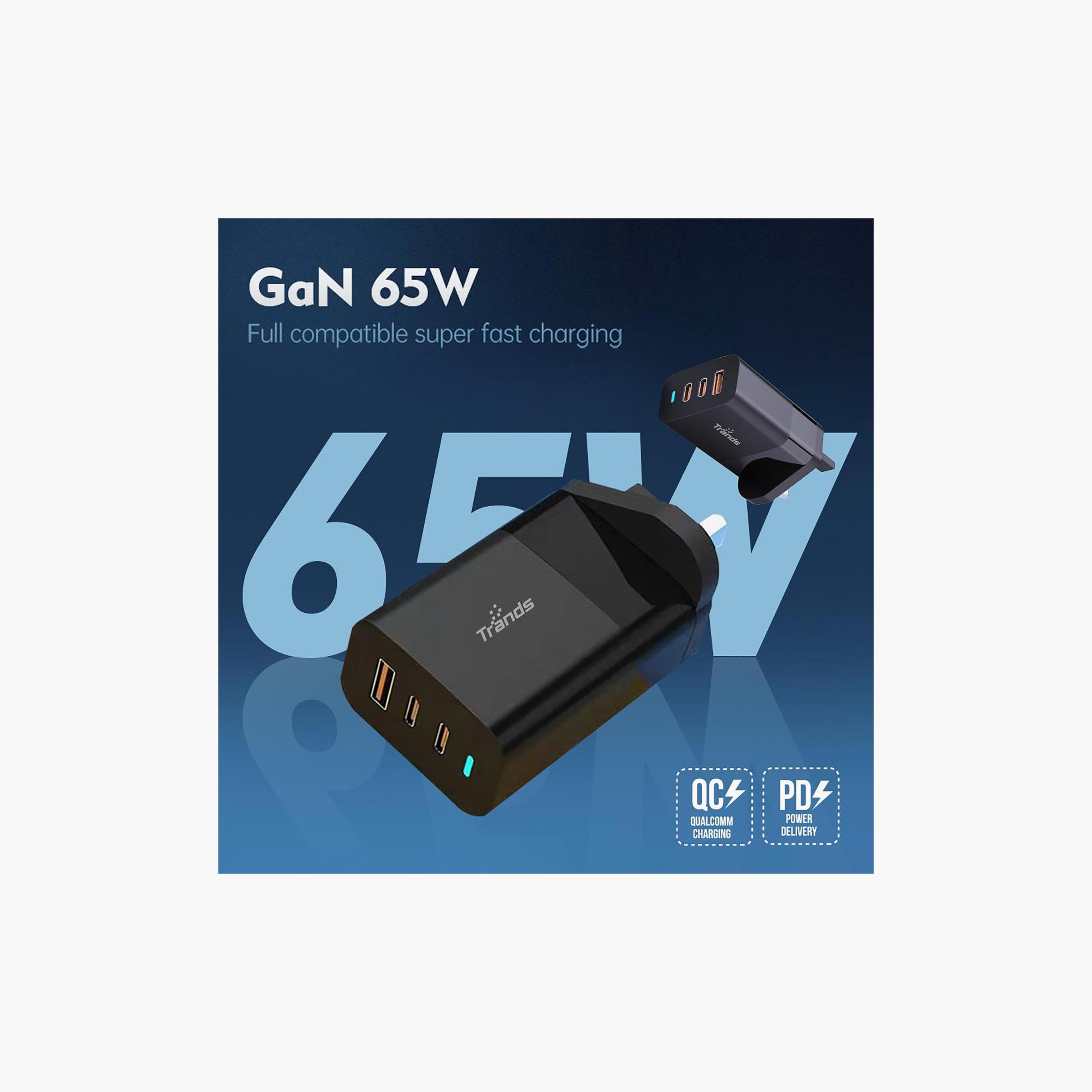 شاحن سريع تراندز فائق النحافة بتقنية GaNFast بقوة 65 واط مع كابل تيب سي | TR-AD9386-electronics-accessories-mobileaccesories-image-2