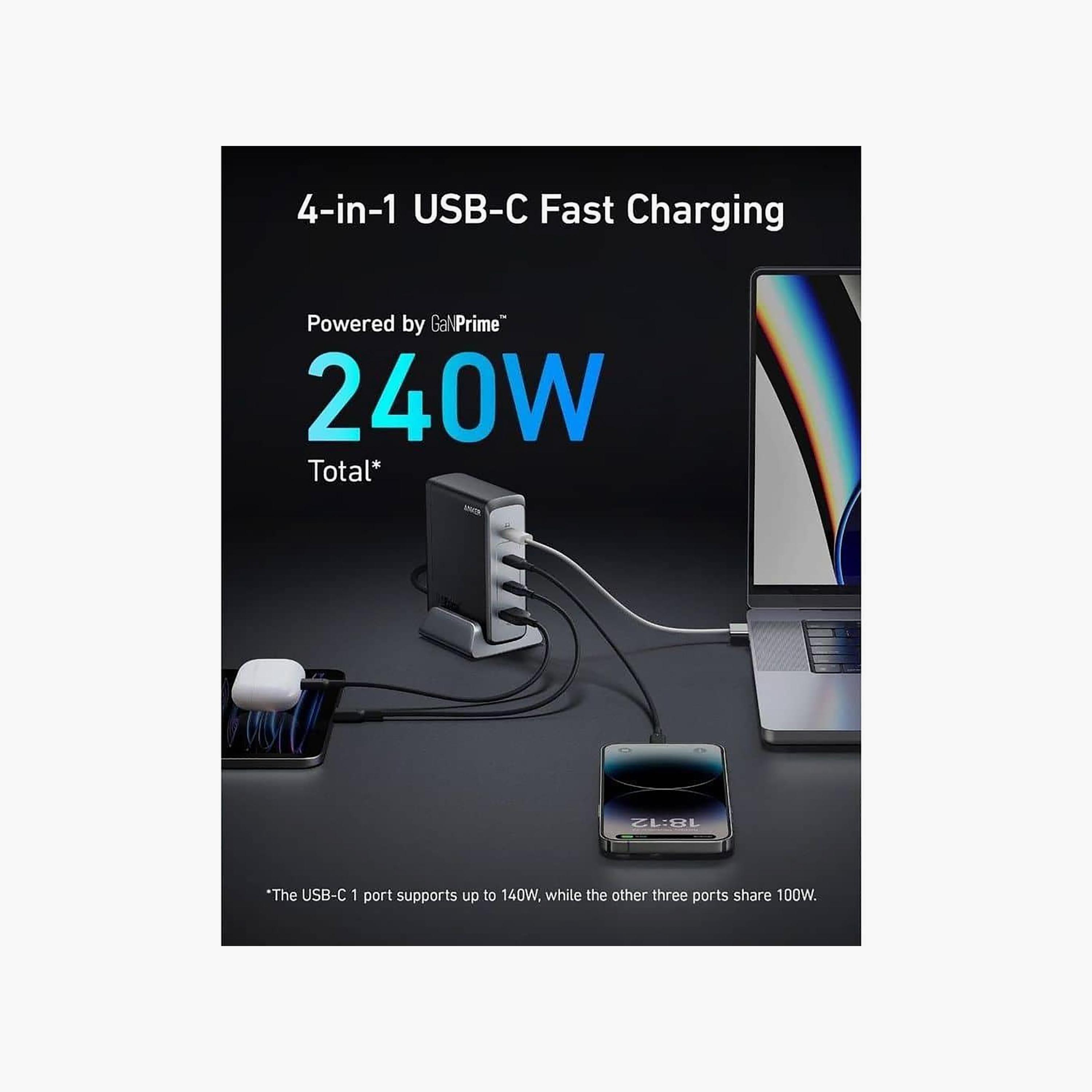 شاحن مكتبي أنكر برايم بقوة 240 واط يعمل بتقنية طاقة غان (GaN) باللون الأسود | AN.A2342211.BK-electronics-accessories-mobileaccesories-image-2