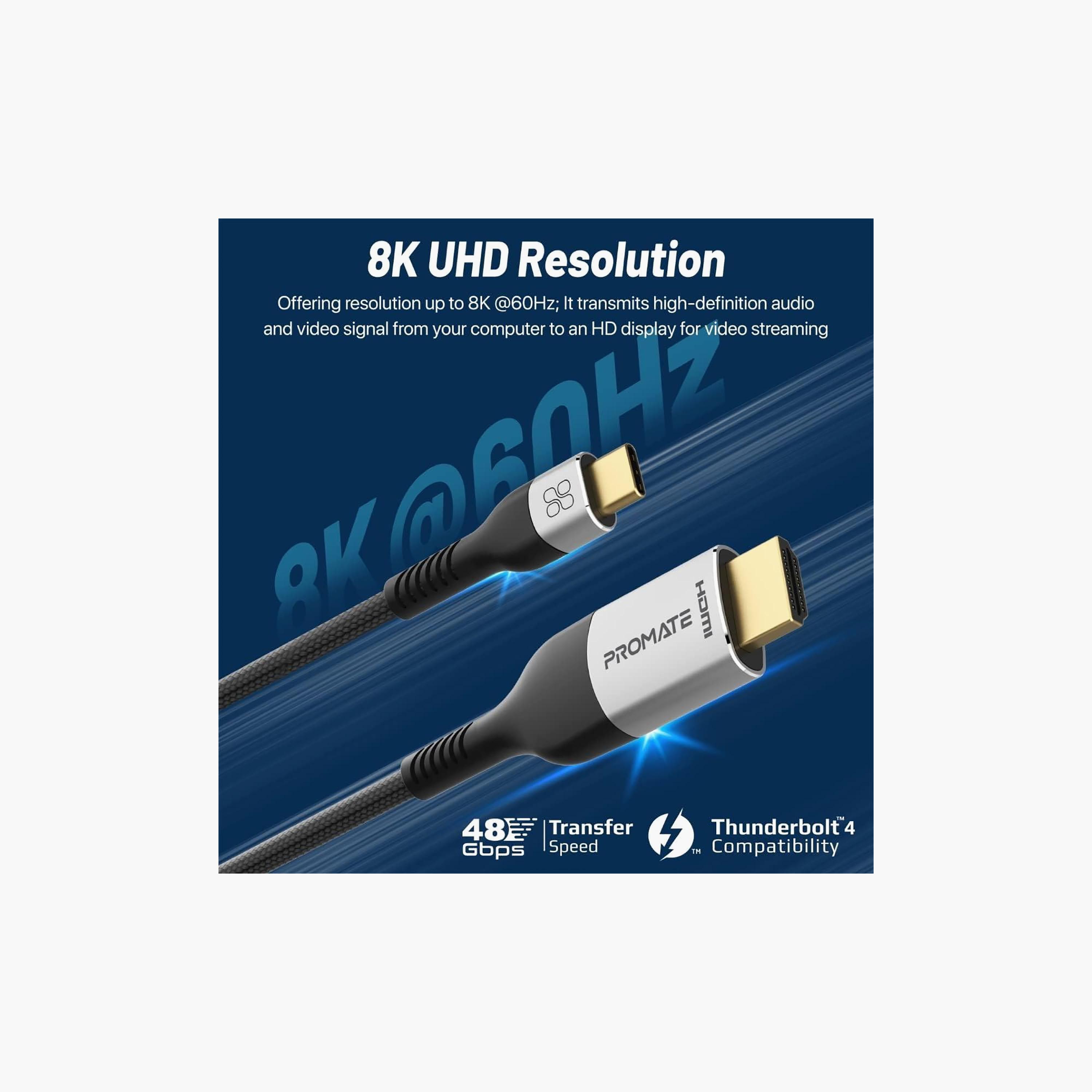 Promate Type-C to HDMI Cable 1.8m Black | MEDIACORD-8K-electronics-accessories-computeraccesories-image-2
