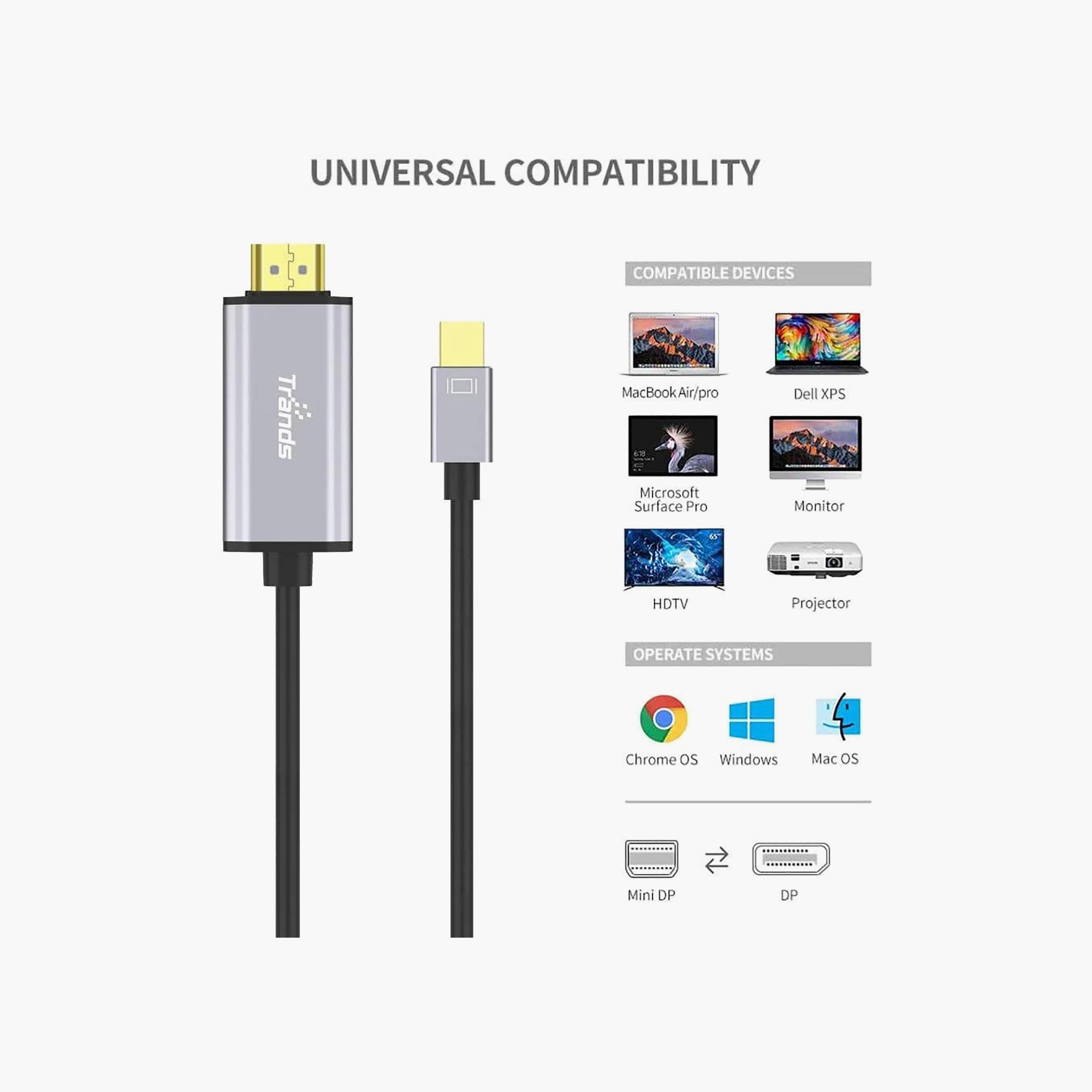 كابل محول من Mini DisplayPort إلى HDMI من تراندز بطول 1.8 متر | TR-CA589-electronics-accessories-computeraccesories-image-2